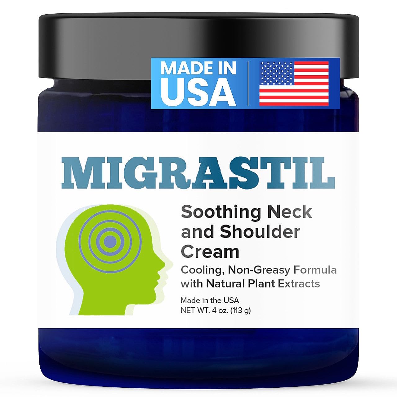 Basic Vigor Migrastil Neck & Shoulder Cream. Cooling Comfort for Migraines, Tech Neck & Tension. (4 oz.) Made in The USA. Basic Vigor Au supplements