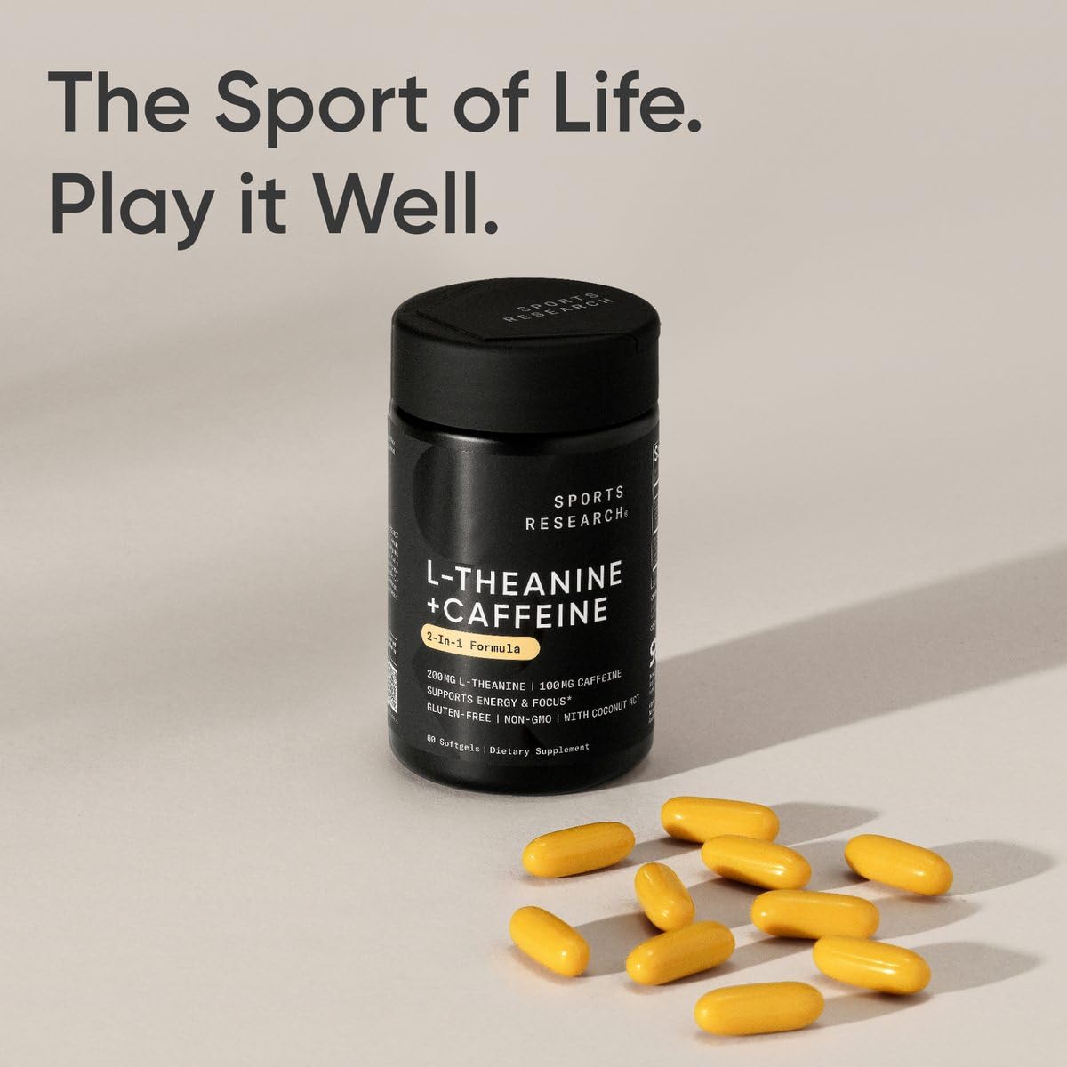Sports Research L-Theanine Supplement with Caffeine & Coconut MCT Oil - Focused Energy, Alertness & Relaxation Without Drowsiness - 200mg L Theanine, 100mg Organic Caffeine - 60 Liquid Softgels Sports Research Au supplements