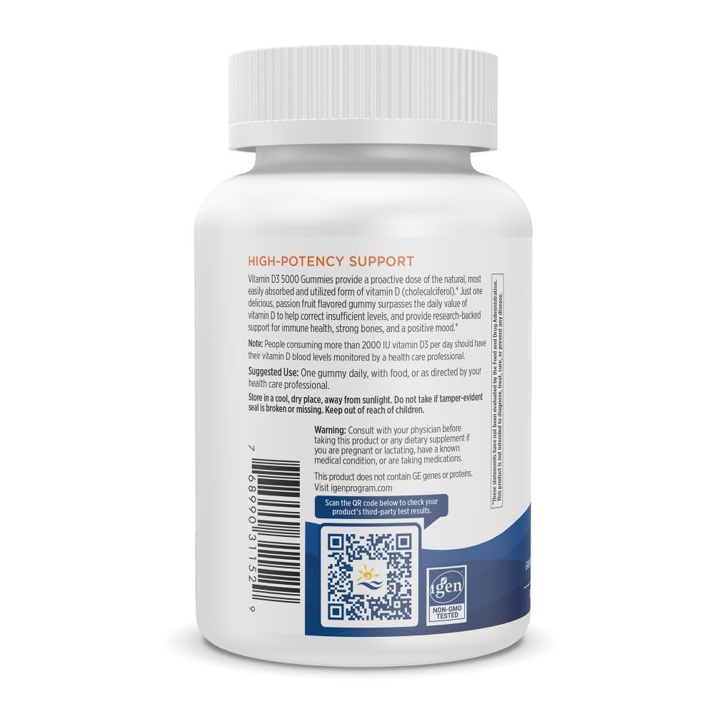 Nordic Naturals Vitamin D3 5000 Gummies, Passion Fruit - 30 Gummies - Support for Healthy Bones, Mood, & Immune System - Vegetarian - Non-GMO - 30 Servings Nordic Naturals Au supplements