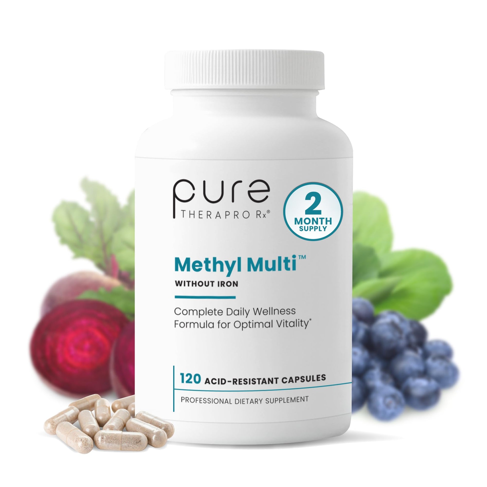 Pure Therapro Rx Methylated Multivitamin for Men and Women | Made in USA | Methyl Multi Without Iron Methyl B12 & Methylfolate | 120 Capsules, 2-Month Supply Pure Therapro Rx Au supplements