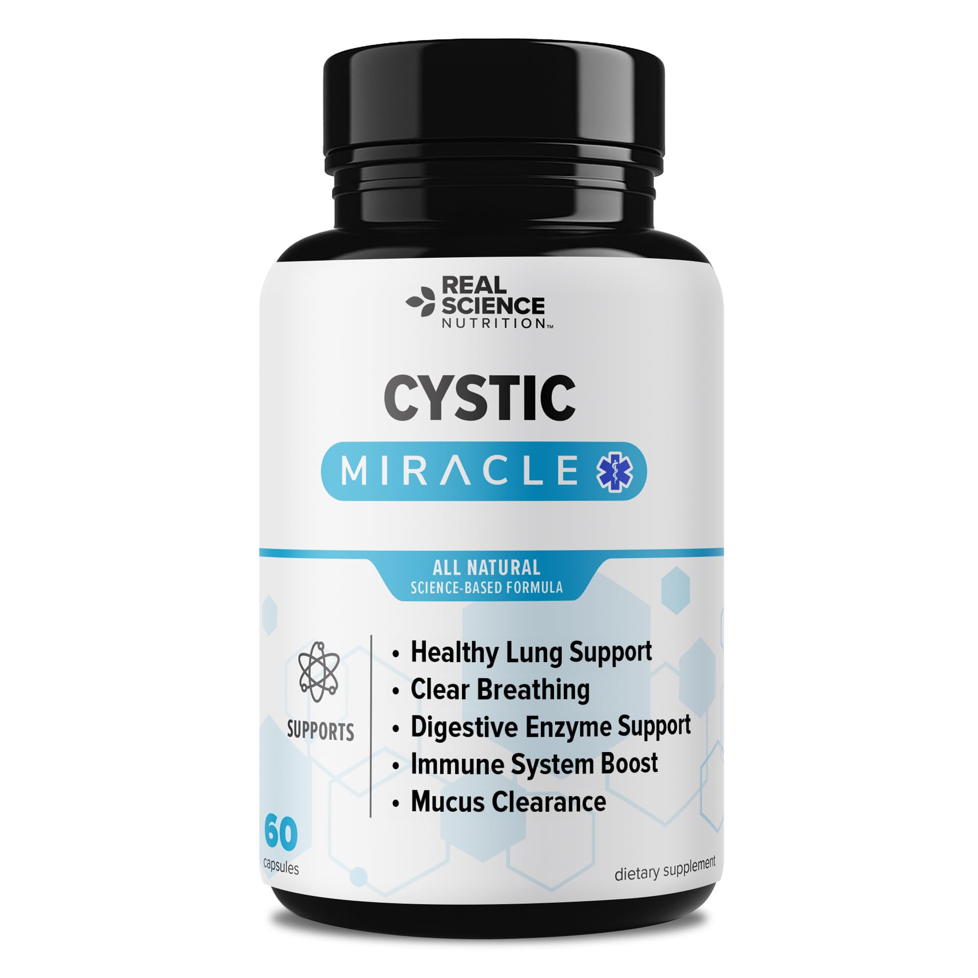 Real Science Cystic Miracle - Lung Support Supplement for Breathing Support and Mucus Clearance – with Vinitrox & GABA to Help Clear Lungs and Aid Respiratory Health, Made in USA, 60 Caps Real Science Nutrition Au supplements