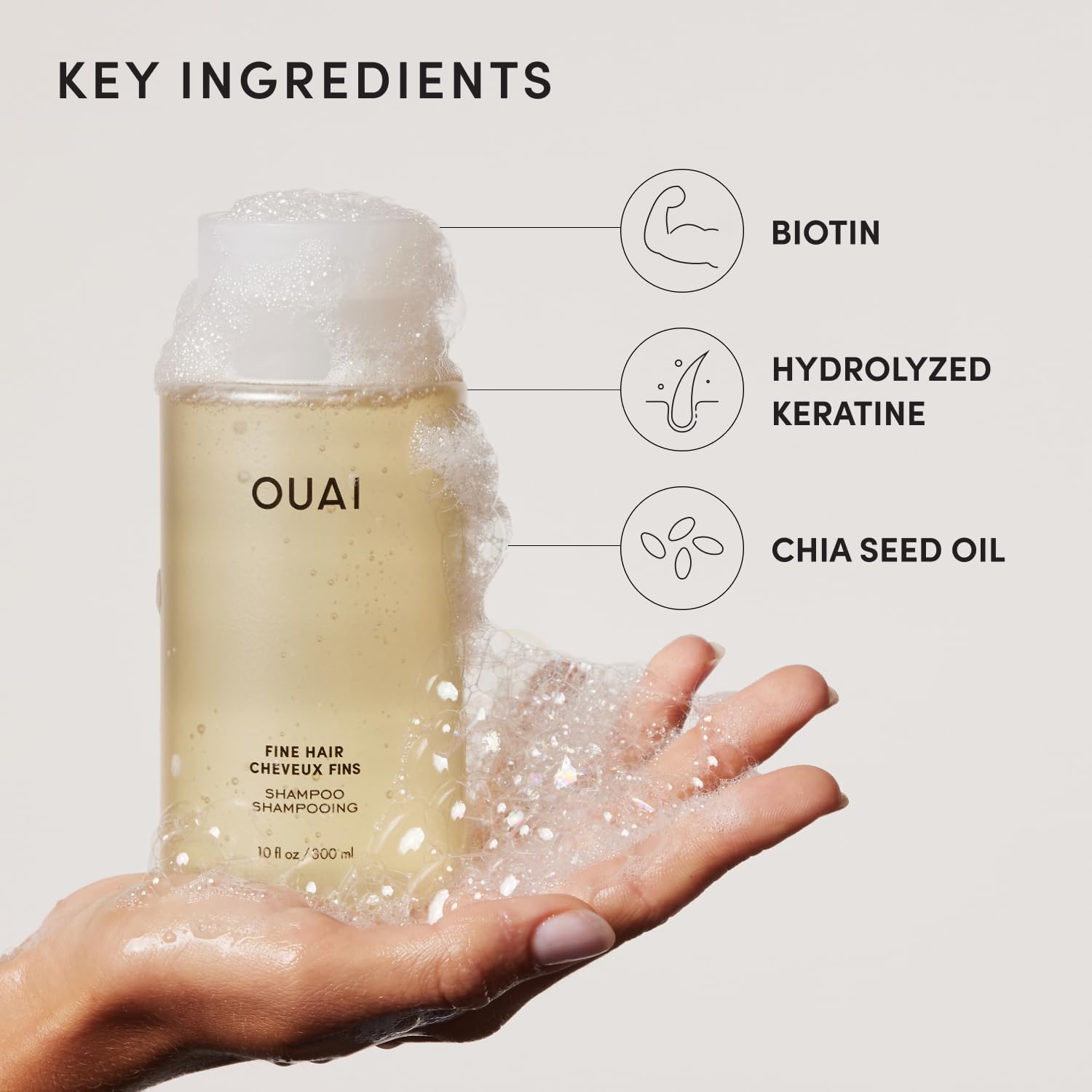 OUAI Fine Hair Shampoo Refill - Volumizing Shampoo for Fine Strands - Made with Biotin, Keratin & Chia Seed Oil - Strengthens, Nourishes & Thickens - Color-Safe & Sulfate Free Hair Care (32 Fl oz) OUAI Au supplements