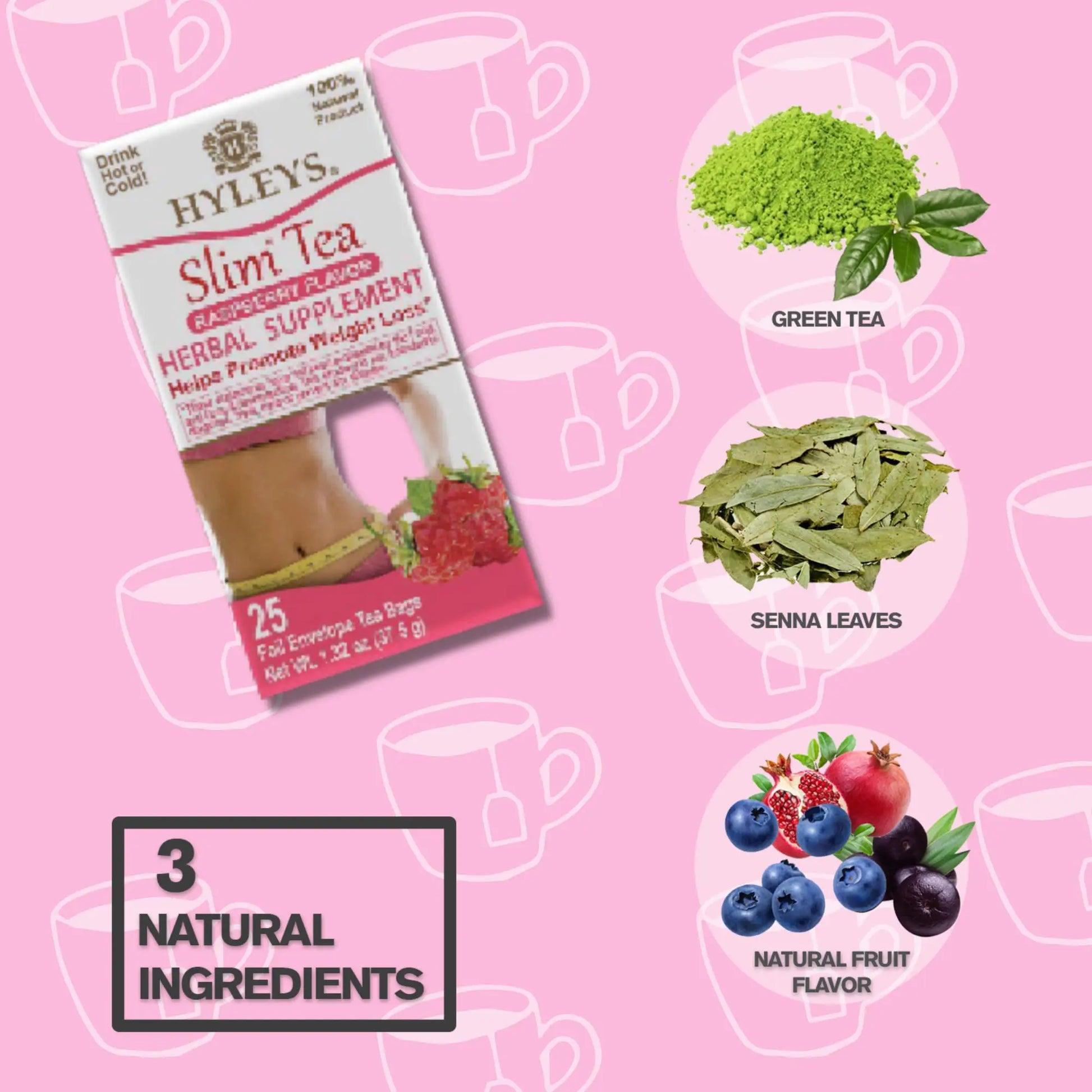 Hyleys Slim Tea Raspberry Flavor - Weight Loss Herbal Supplement Cleanse and Detox HYLEYS Au supplements