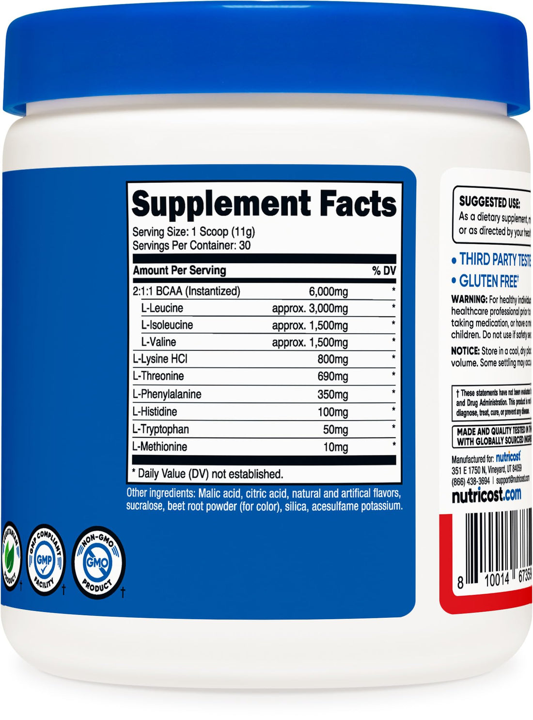 Nutricost EAA Powder 30 Servings (Fruit Punch) - Essential Amino Acids - Non-GMO, Gluten Free, Vegetarian Friendly Nutricost Au supplements