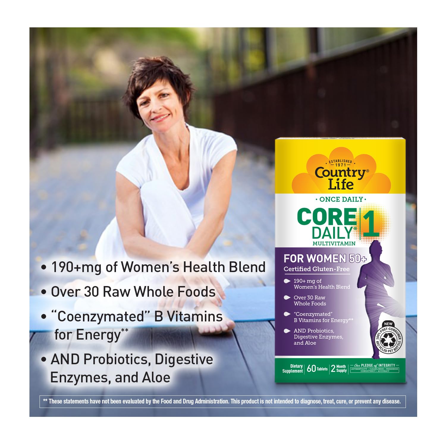 Country Life CORE Daily-1 for Women 50+ Multivitamin - Formulated for Women Over 50, Complete Daily Nutrition with Women's Health Blend, Coenzymated B Vitamins, Probiotics, and Digestive Enzymes Country Life Au supplements