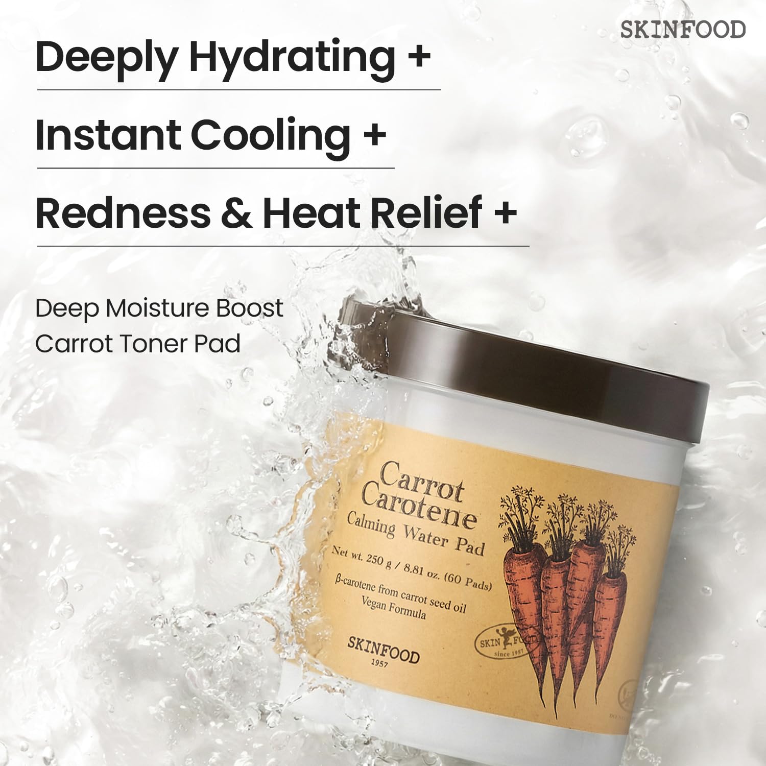 SKINFOOD Carrot Carotene Toner Pads, Hydrating & Soothing for Dry Skin, Instant Cooling, After Sun & Heat Care, Cotton Facial Toner Pads, Korean Skincare for Face (60 Counts) SKINFOOD 1957 Au supplements