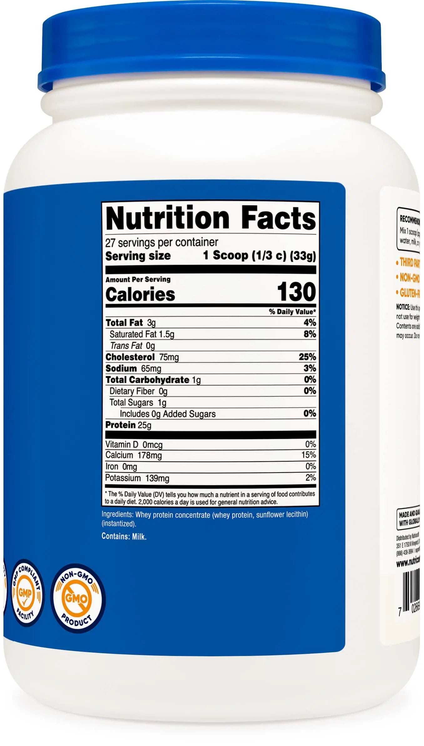 Nutricost Whey Protein Concentrate (Unflavored) 2LBS - Gluten Free & Non-GMO Nutricost Au supplements