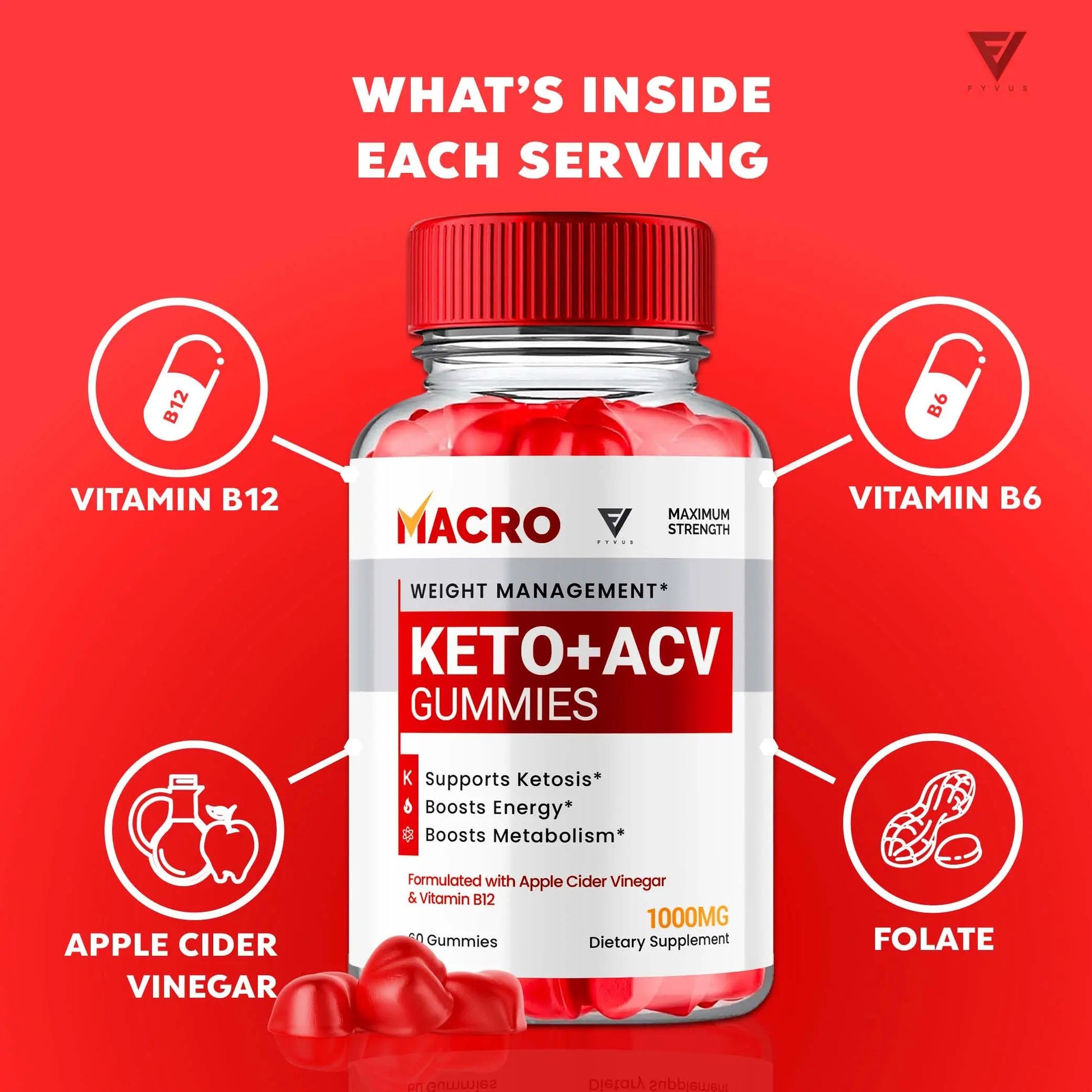 Macro Keto ACV Gummies Advanced Apple Cider Vinegar Vitamin Supplement Fyvus Au supplements