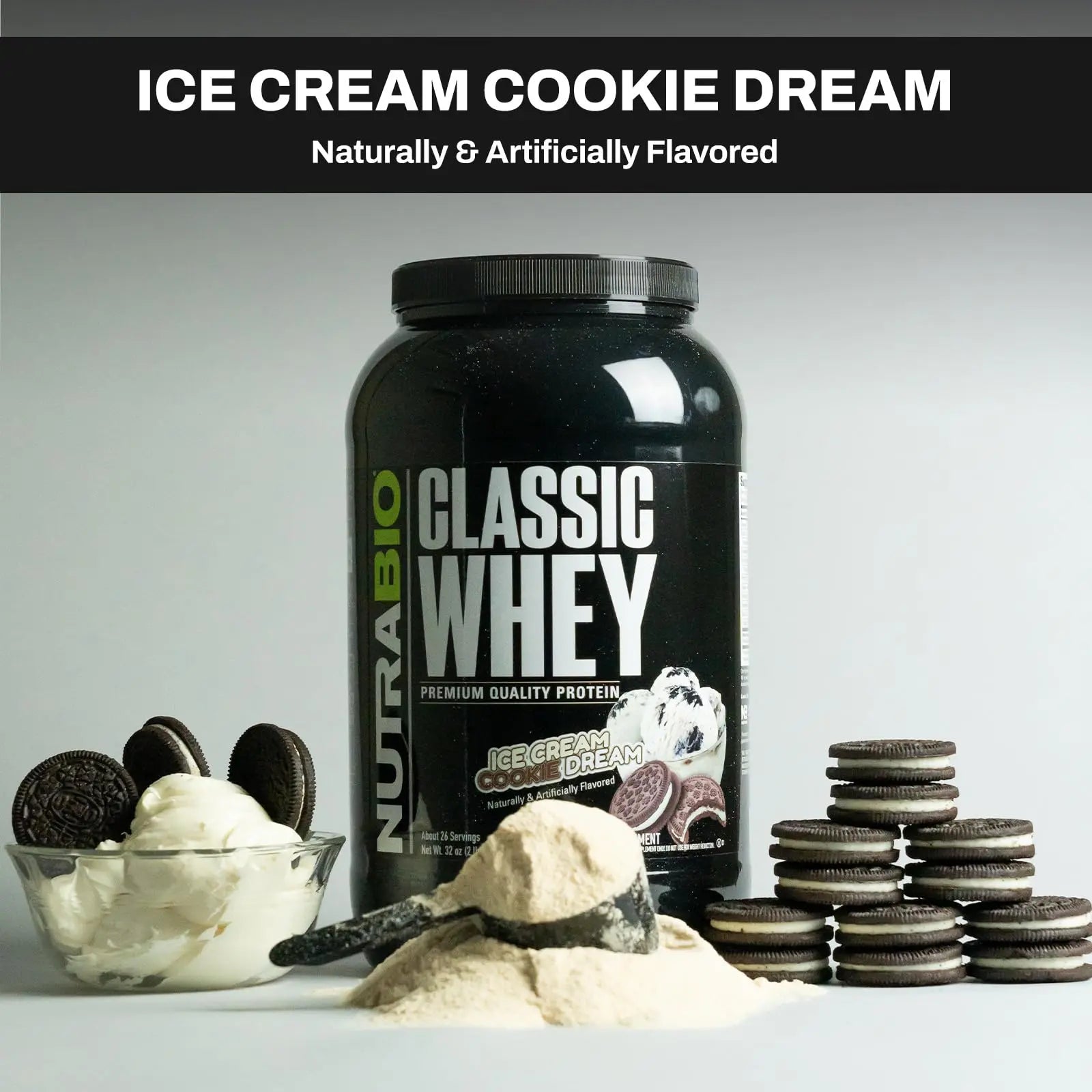NutraBio Classic Whey Protein Powder- 25G of Protein Per Scoop - Ice Cream Cookie NutraBio Au supplements