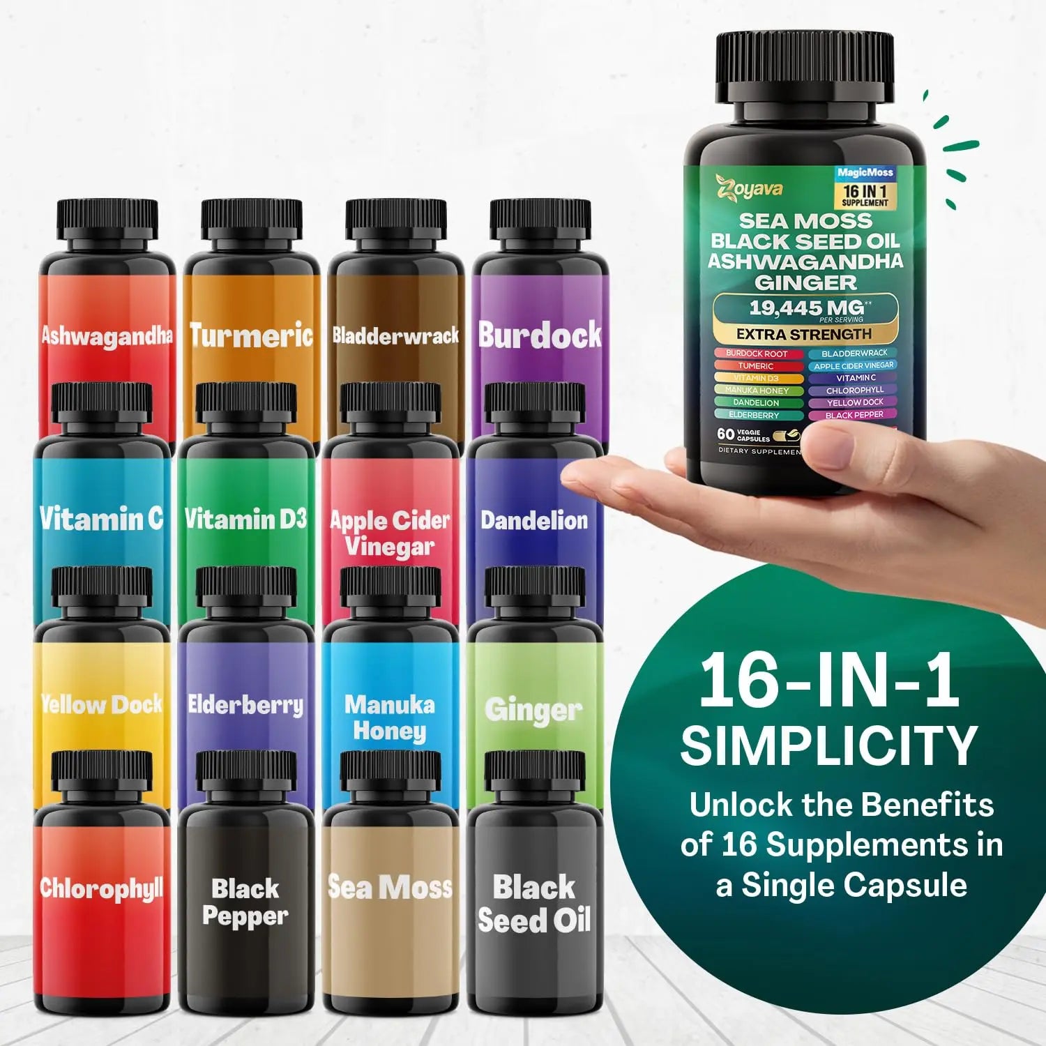 Zoyava Magic Moss Blend Sea Moss 7000mg Ashwagandha 2000mg Black Seed Oil Zoyava Au supplements
