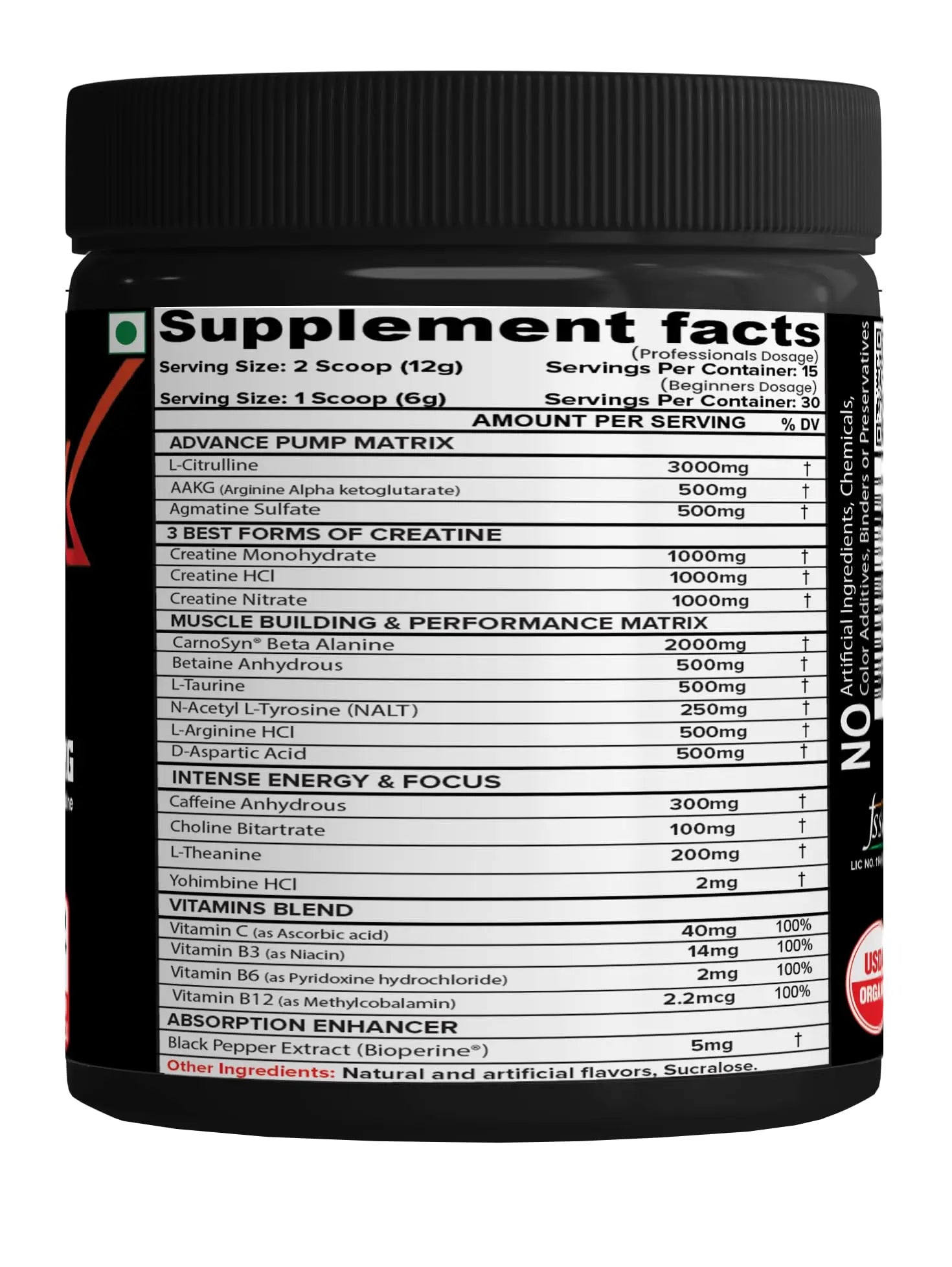 NutriJa Weapon-X Pre-Workout Powder with 21 Active Ingredients - 3 Best Forms of Creatine NutriJa Au supplements