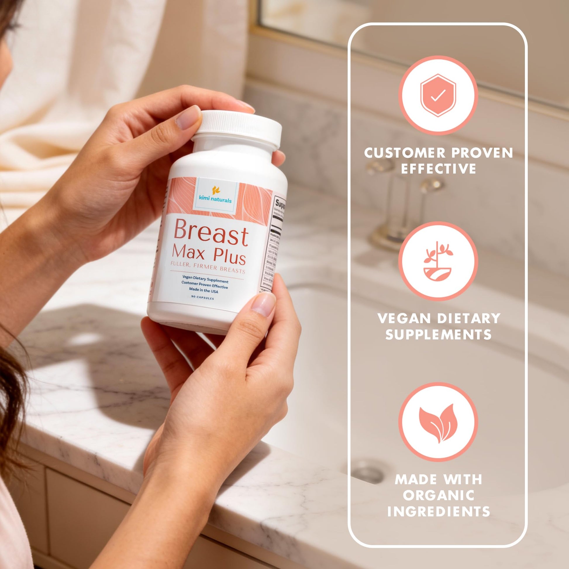 KIMI Naturals Breast Max Plus - Breast Enhancement Pills | Breast Enlargement Supplements with Fenugreek, Breast Growth, Supports Breast Firmness | 90 Capsules KIMI Au supplements