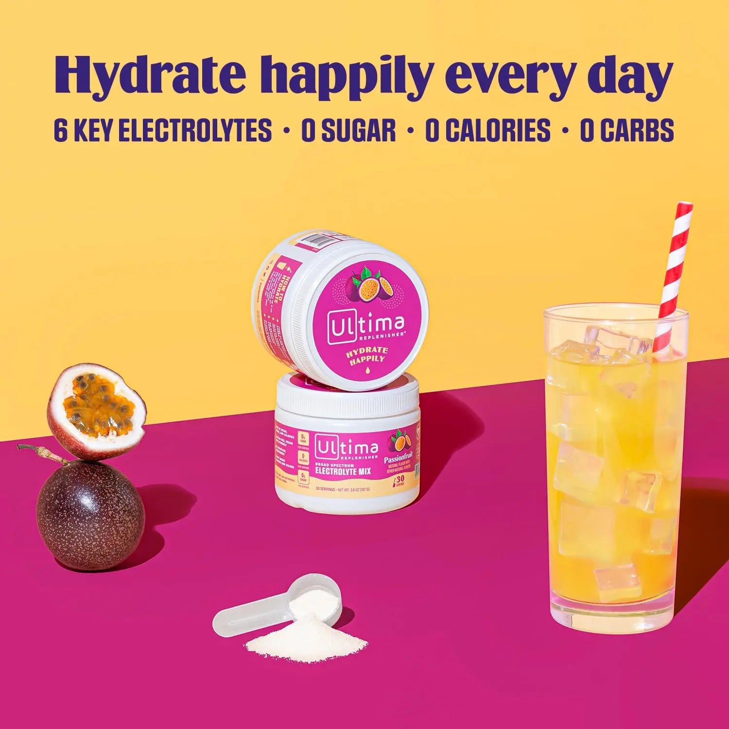Ultima Replenisher Daily Electrolyte Drink Mix – Passionfruit, 30 Servings – Hydration Ultima Replenisher Au supplements