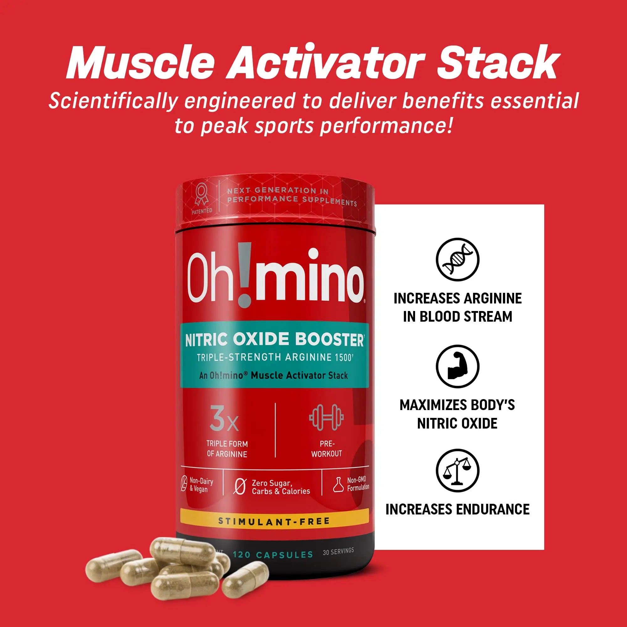 Oh!mino Nitric Oxide Supplement Activator Booster, Triple Strength L-Arginine for Energy Oh!mino Au supplements