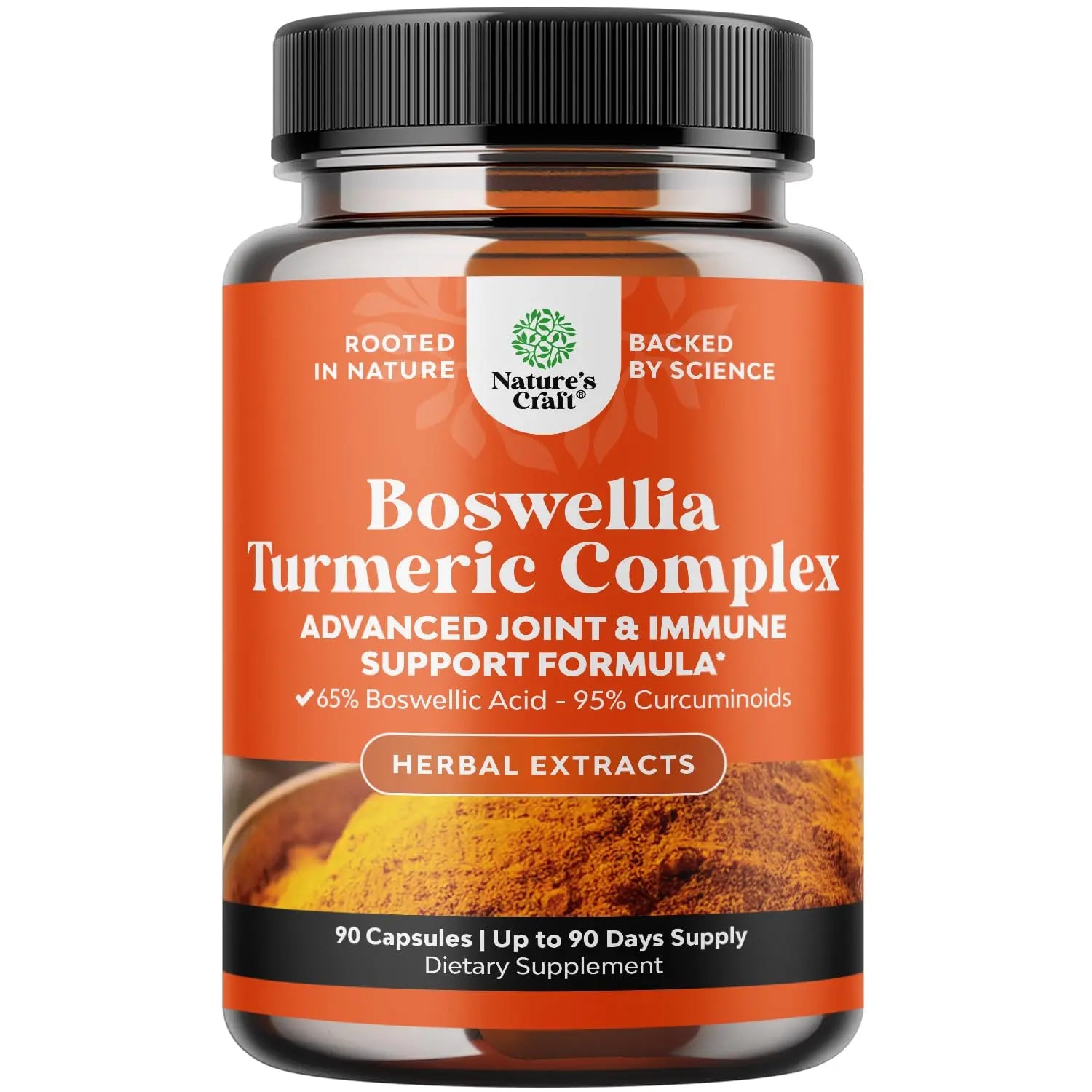 Boswellia Extract Capsules with Turmeric - Advanced Immune Health Support Supplement - Turmeric & Boswellia Serrata Capsules 500mg per Serving for Body Detox & Healthy Joints - 90 Count Natures Craft Au supplements
