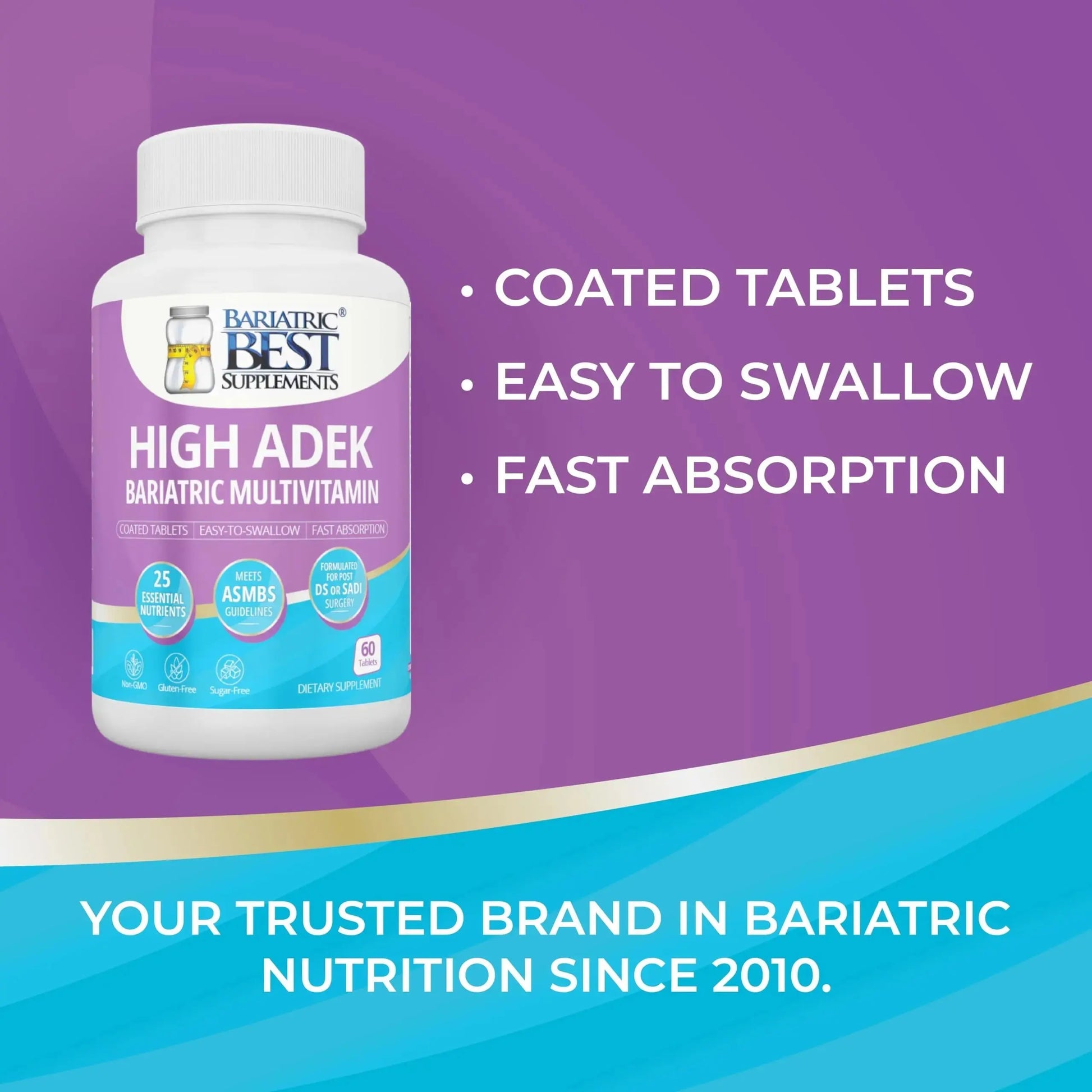 High A D E K Bariatric Multivitamin for Post DS/SADI Surgery, 25 Essential Nutrients for Post-Weight Loss Surgery, 60 Tablets Bariatric Best Supplements Au supplements