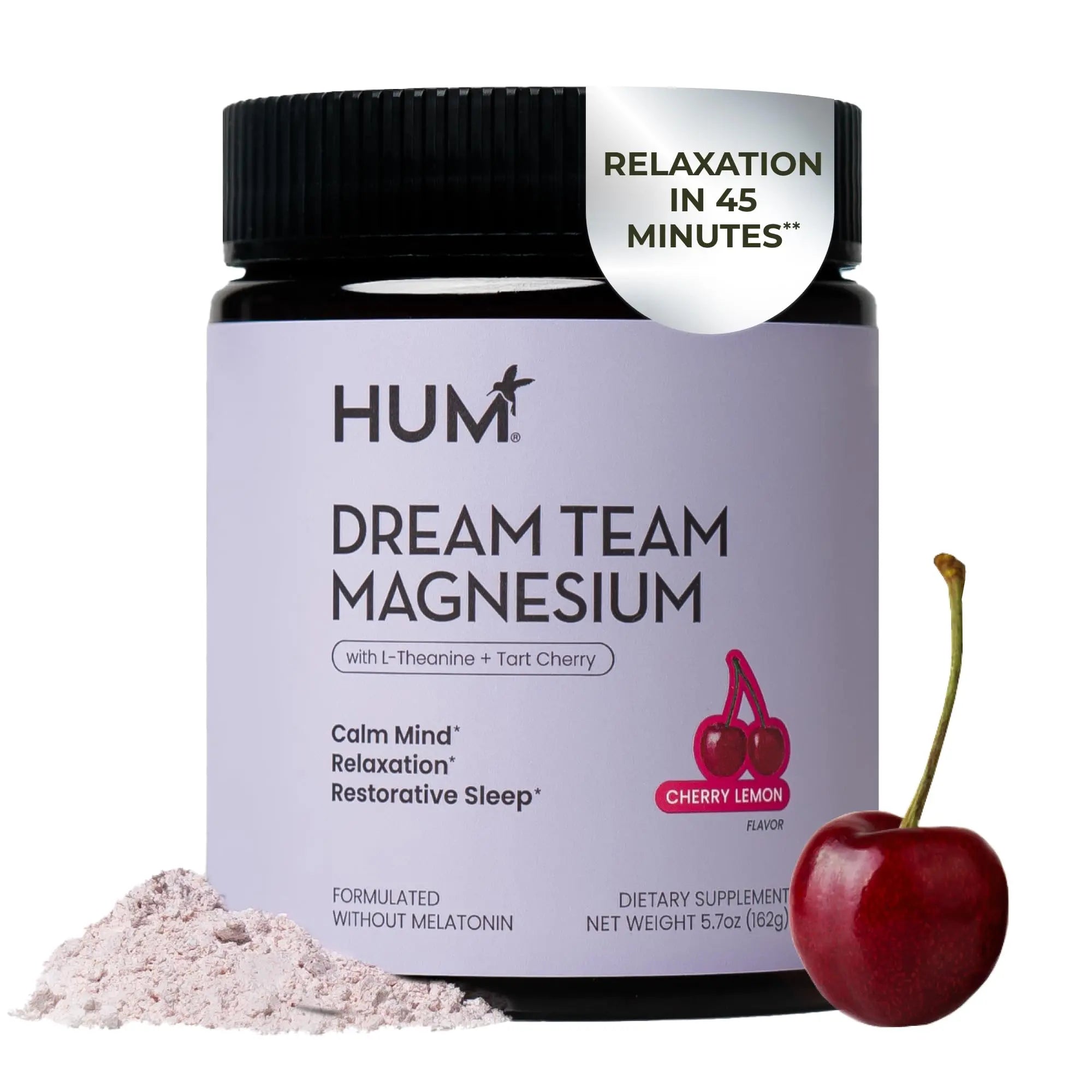 Hum Nutrition Dream Team Magnesium Bisglycinate Powder, L Theanine & Tart Cherry Magnesium Supplement Drink Mix, Support Rest, Relaxation & Sleep Routine, Gluten Free, Vegan, Cherry Lemon, 30 Servings HUM Au supplements