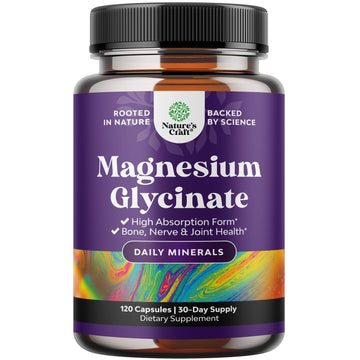 Pure Magnesium Glycinate Supplement 500mg - Magnesium for Sleep and Rest Capsules for Men & Women - Unflavored Vegan High Absorption Pills for Relaxation Support - 120 Count Natures Craft Au supplements