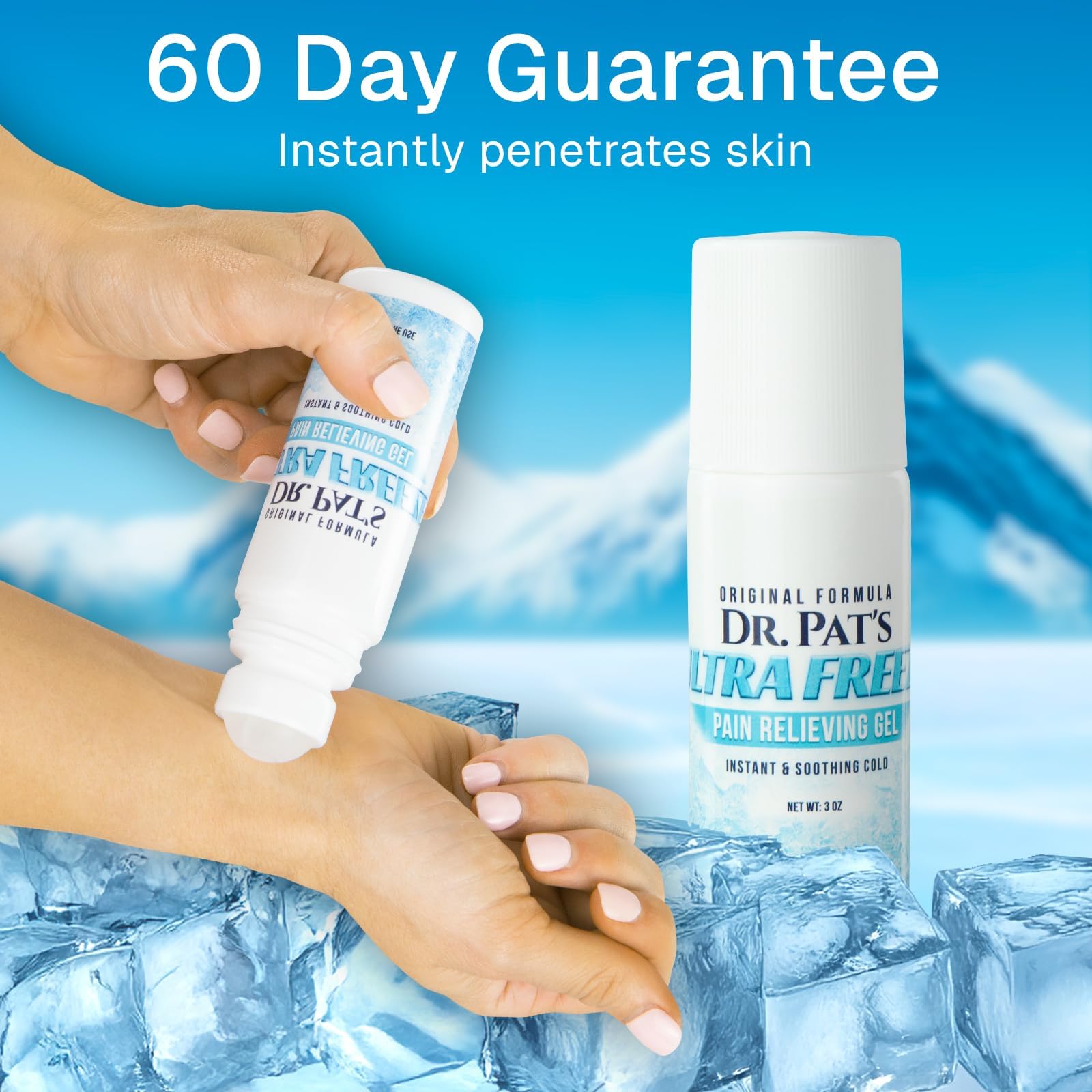 Ultra Freeze Roll-On Pain Relief Gel (3oz) - Joint & Muscle Therapy Rub for Arthritis, Neuropathy, Foot, and Joint - Cooling Topical Anti-Inflammatory (2 Pack) Ultra Freeze Au supplements