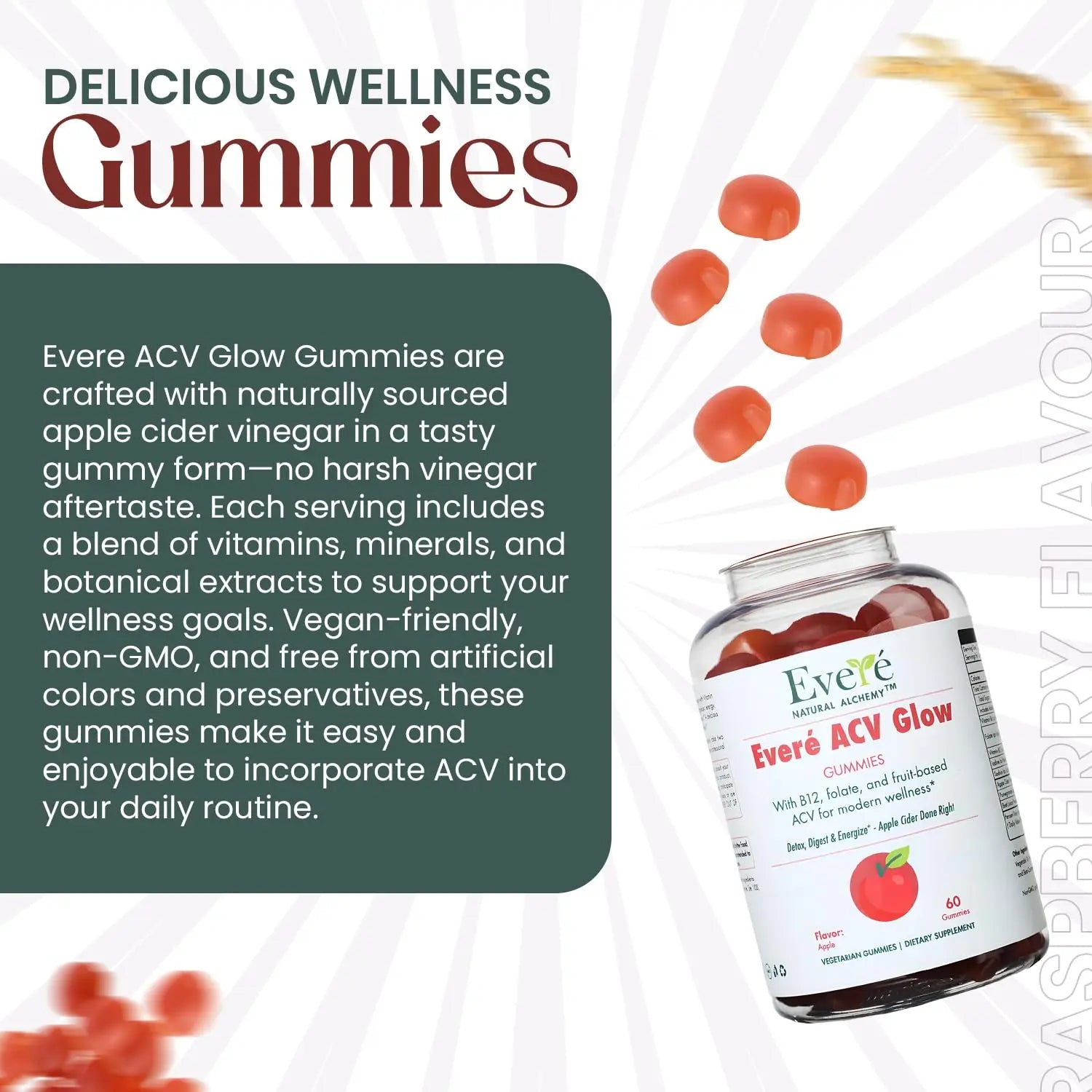 Everé ACV Glow Gummies – Apple Cider Vinegar with B12, B6, Iodine, Folate, Beetroot & Pomegranate – Daily Wellness Support for Energy & Balance The EverÉ Natural Alchemy Au supplements
