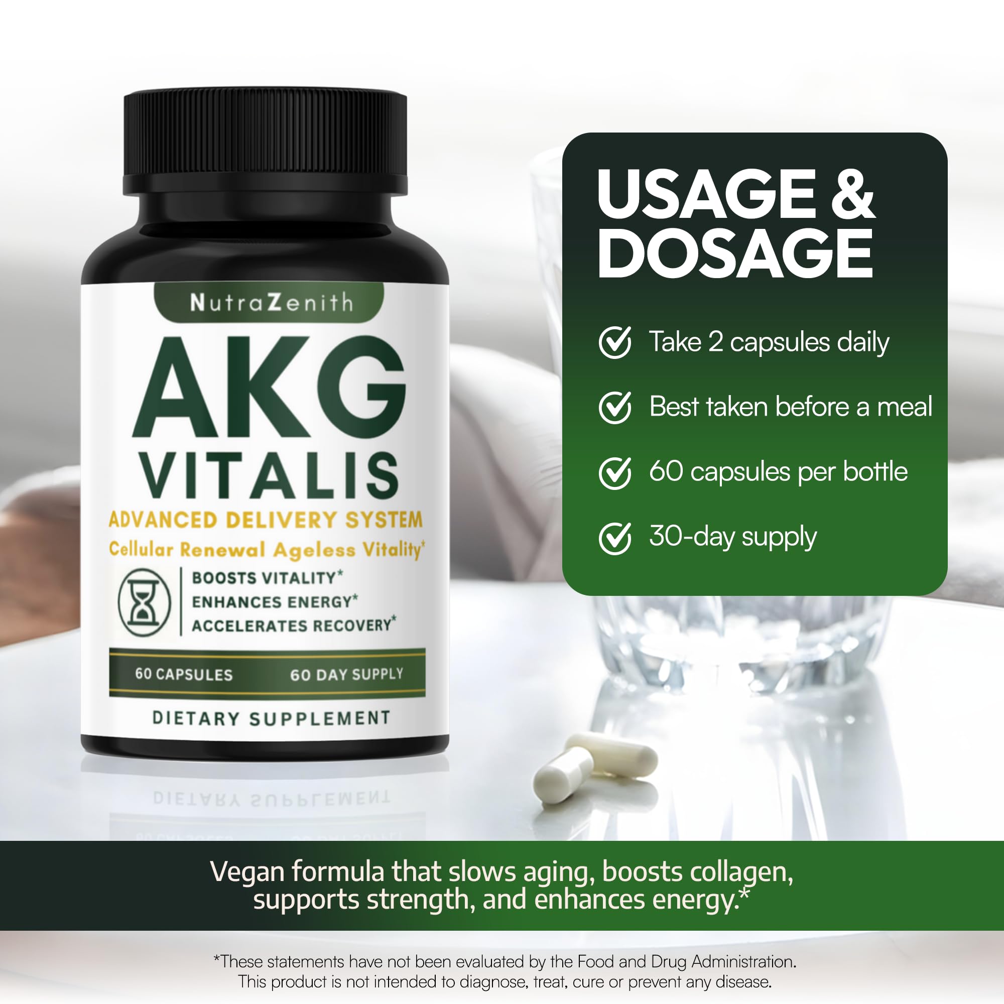 AKG Anti-Aging & Energy Boost Supplement with Vitamin B6, Vitamin C & L-Arginine – 60 Capsules for Youthful Skin, Cellular Renewal & Vitality Support Arazo Nutrition Au supplements