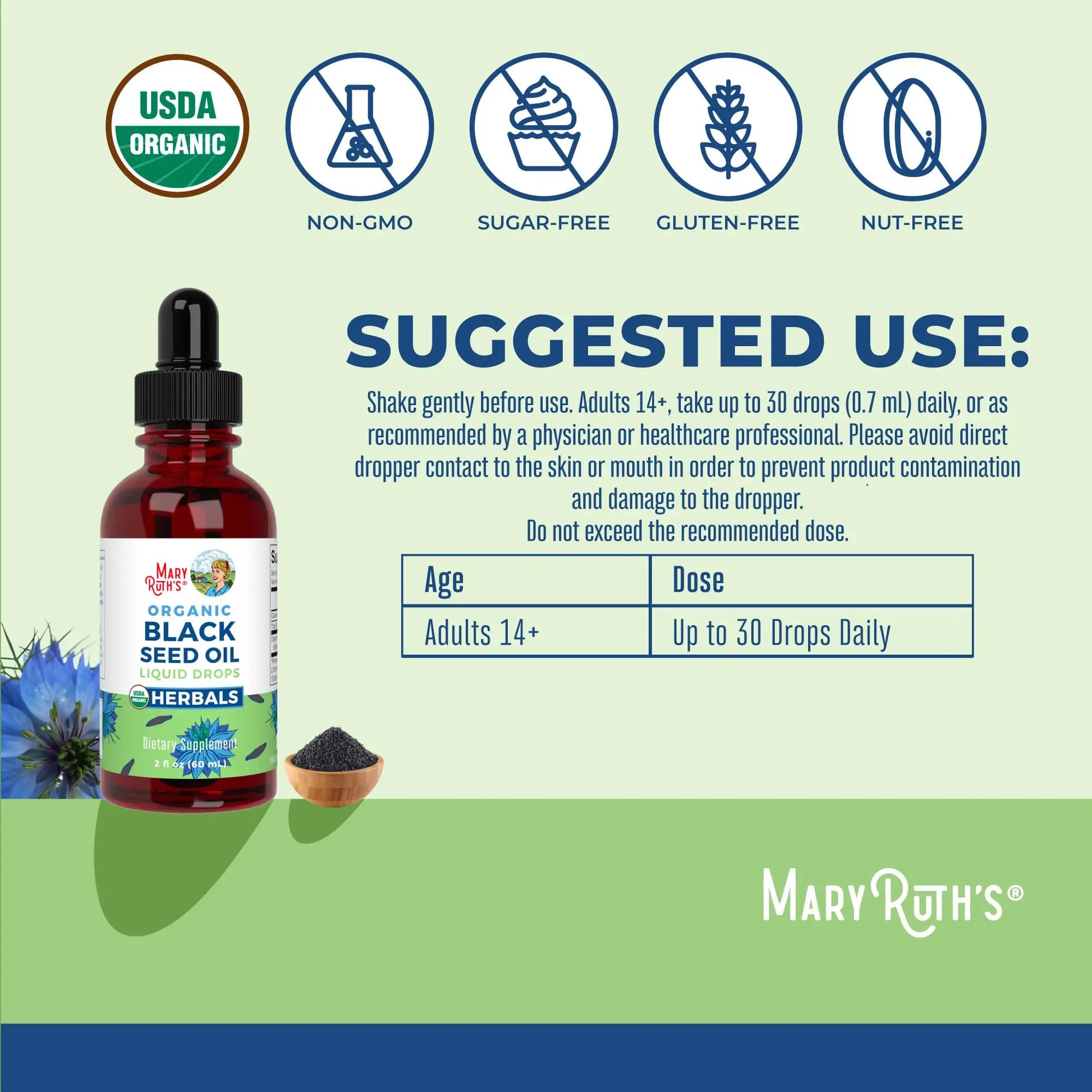 MaryRuth Organics Black Seed Oil Liquid Drops Cold Pressed | 3 Month Supply | USDA Organic Black Cumin Seed Oil | Immune Support | Respiratory Health | Sugar&Gluten Free | Vegan | Non-GMO | 2 Fl Oz MARYRUTH'S Au supplements