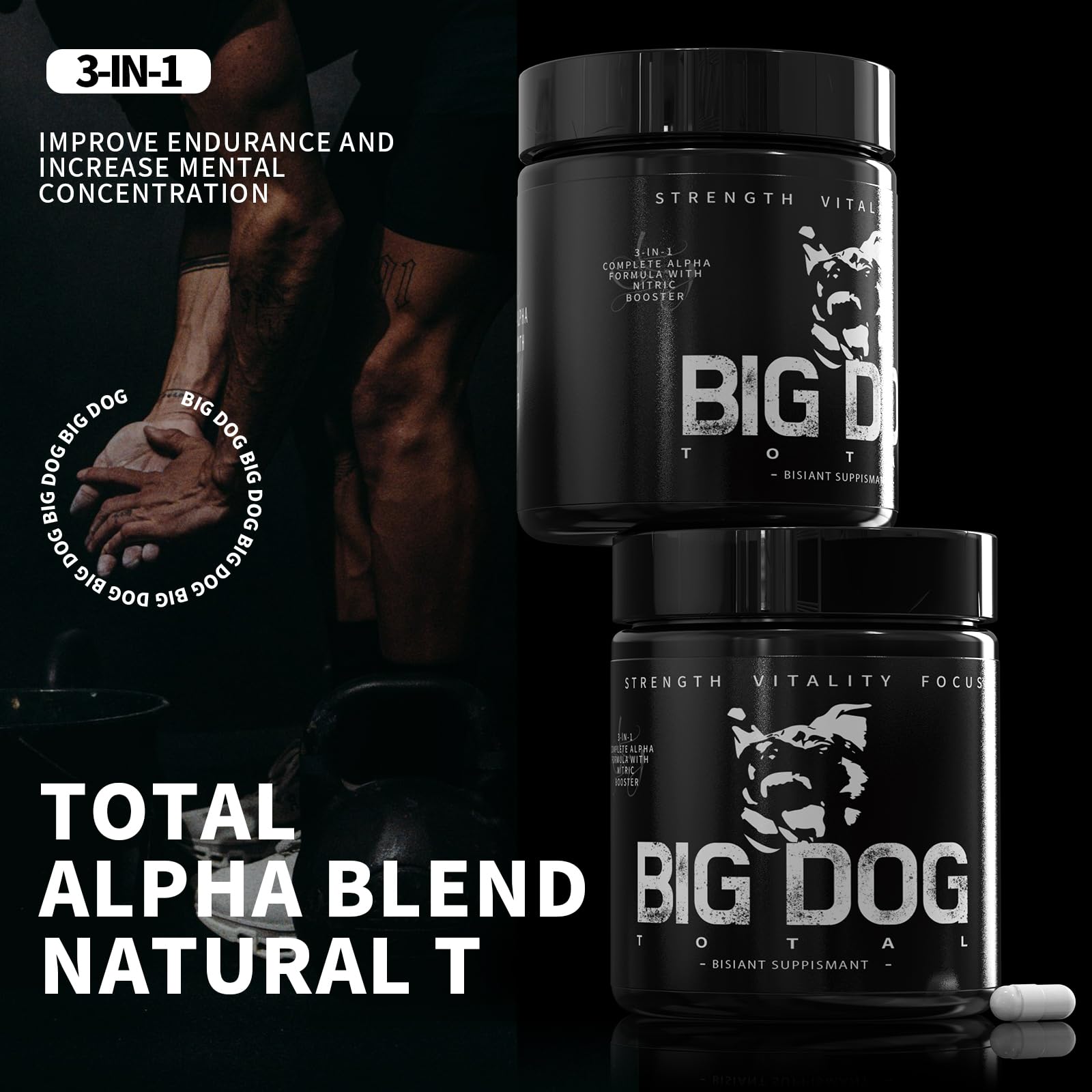 Big Dog Total Male 3-in-1 Total Alpha Blend Men’s Must-Have, Non-GMO - Natural Energy & Endurance Support, 60 Count (Big Dog Total - 1Pcs) FMRFMR Au supplements