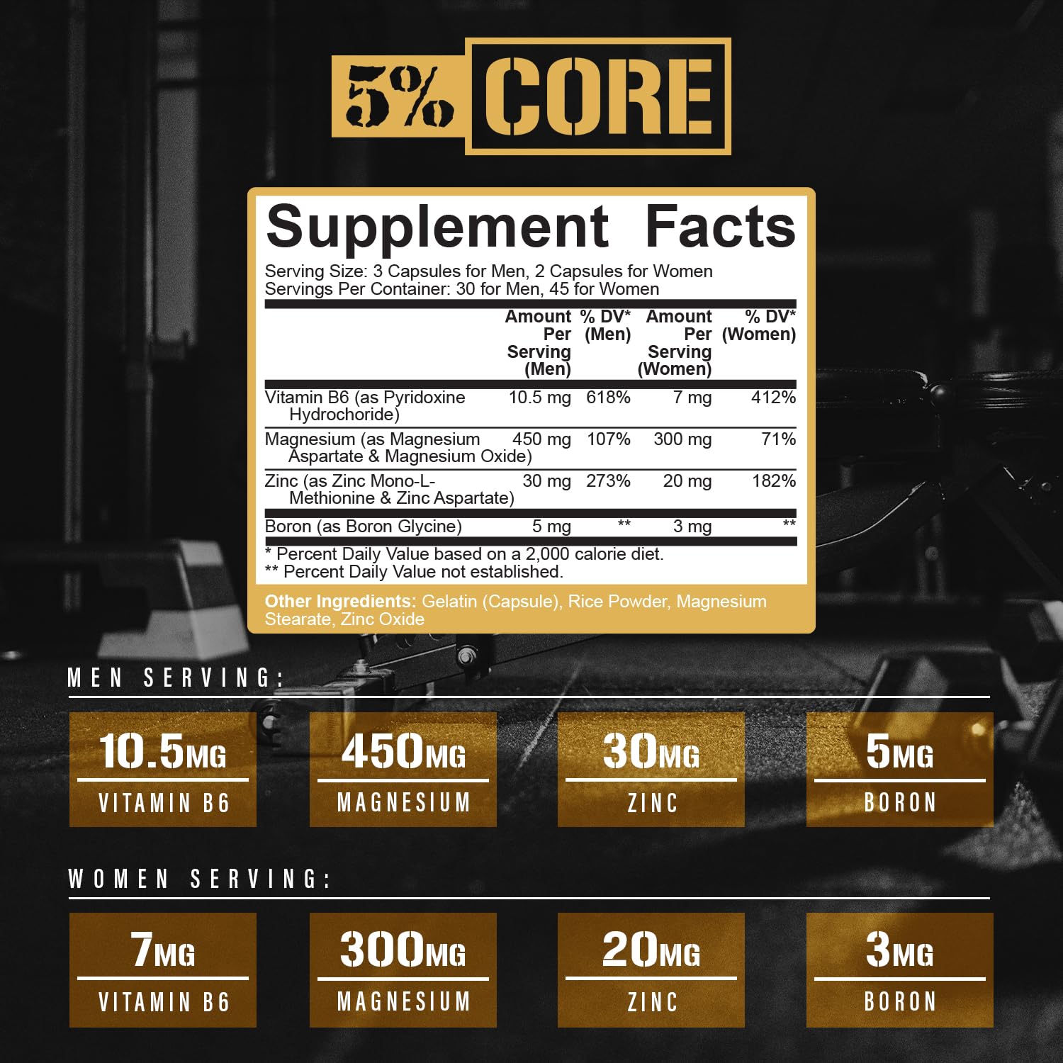 5% Nutrition Core ZMA (with Boron) | Promotes Recovery by Restoring Levels of Zinc, Magnesium & Vitamin B-6 (90 Capsules) 5% Nutrition Au supplements