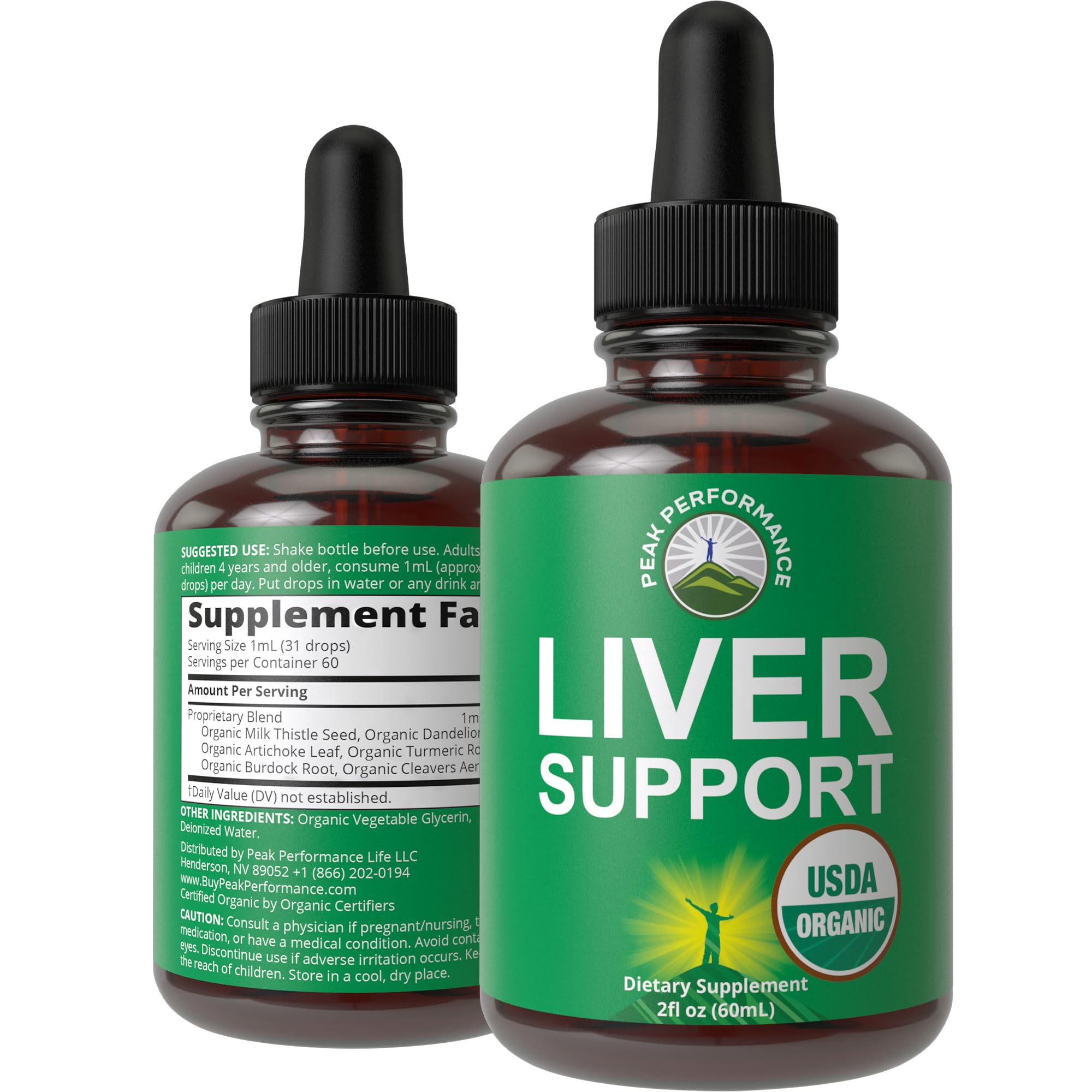 USDA Organic Liver Cleanse Detox & Repair. 6-in-1 Liquid Drops with Organic Milk Thistle, Artichoke Extract, and More. Zero Sugar, Liver Health Support Tincture Supplement Alternative to Capsules Peak Performance Au supplements