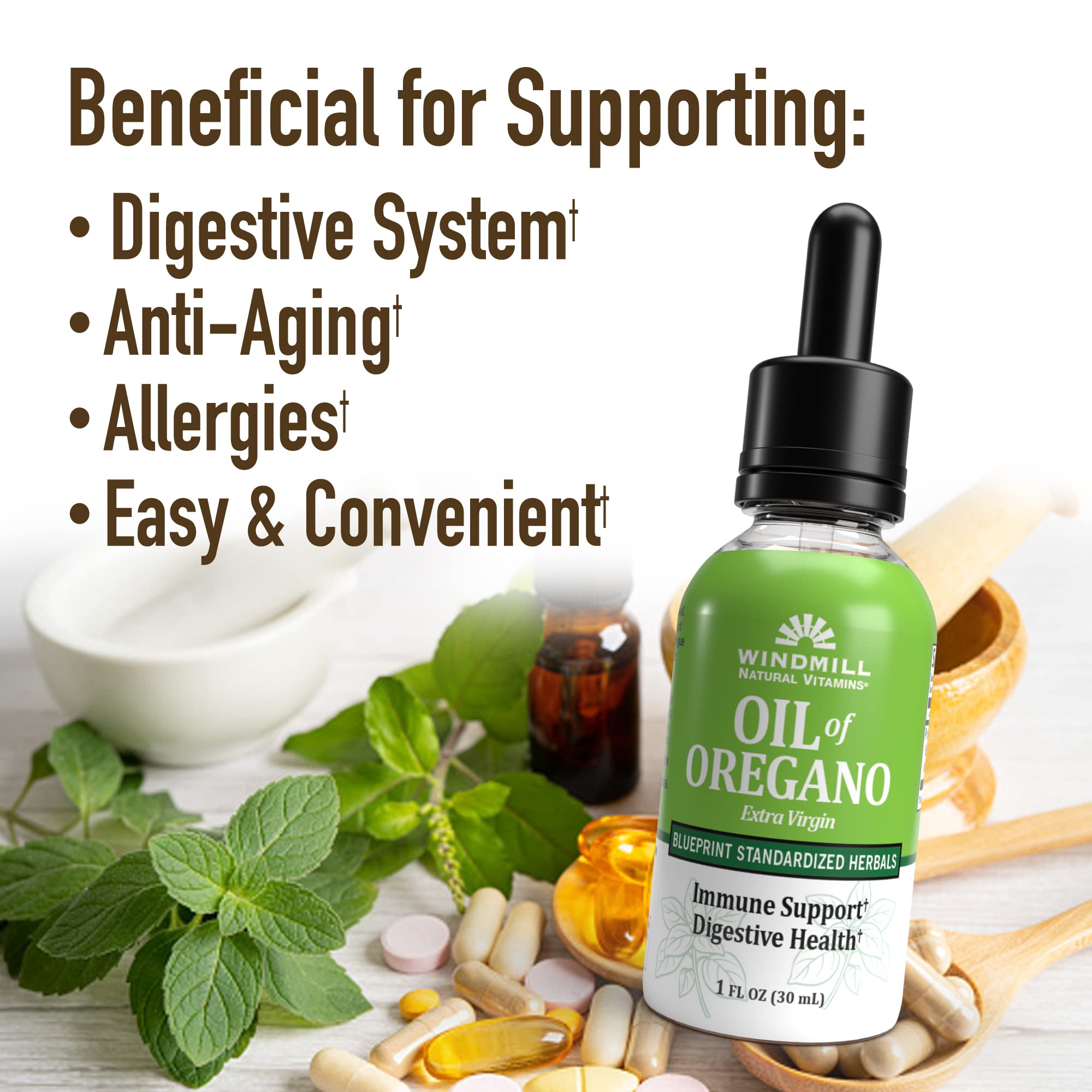 Windmill Natural Vitamins Oil of Oregano, Herbal Blend for Immune Support, Supports Digestive Health, 1 fl oz, 448 Servings Windmill Au supplements