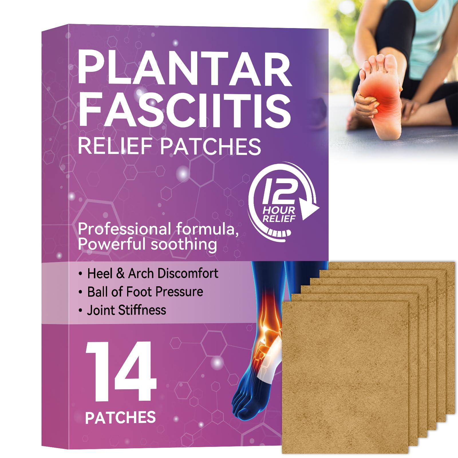 Mosconly Plantar Fasciitis Relief 14 Pcs, Natural Heel Discomfort Relief for Plantar Fasciitis, 12 Hour Maximum Strength Deep Hot, Soothing of Joint Soreness for Heel Discomfort Mosconly Au supplements