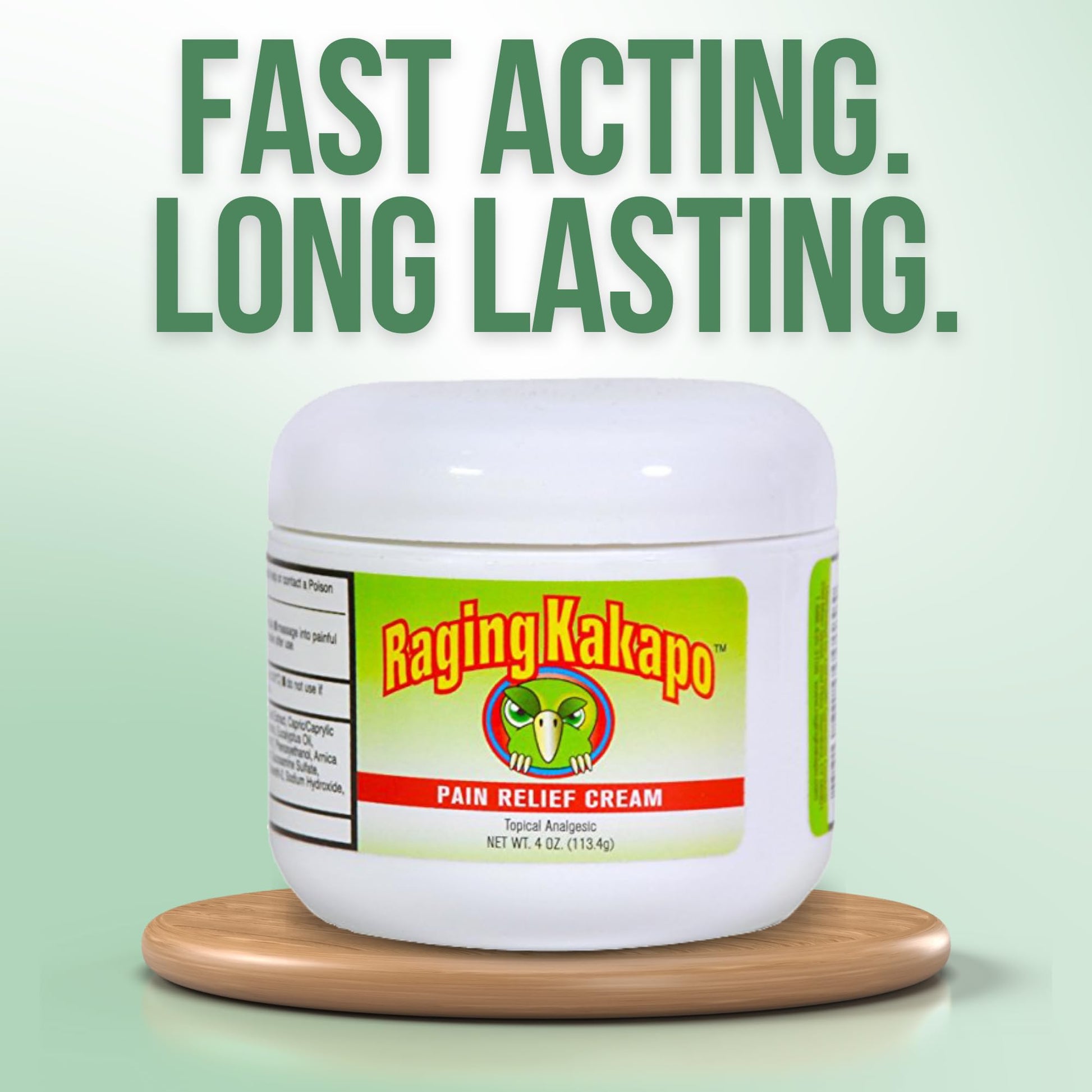 Raging Kakapo Pain Relief Cream - Sore Muscles, Joint Pain & Aches - Odor Free, Non-Greasy Pain Cream - Histamine Dihydrochloride, Capsaicin, Emu Oil & More - 4 oz. Jar Raging Kakapo Au supplements