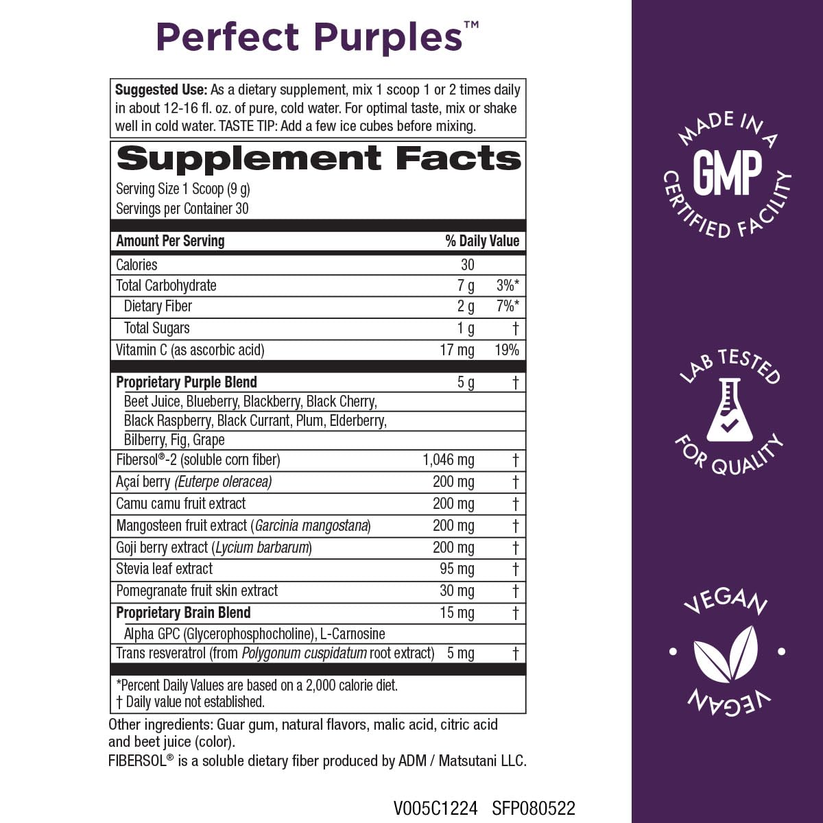 Purity Products Perfect Purples Powder Phytonutrient Rich, Healthy Aging Super Formula - Support Total Body Health - High ORAC Power - P40p Pomegranate Extract w/ 40% Punicosides - 30 Day Supply Purity Products Au supplements