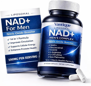Aureph Vantique Men's NAD+ Supplement with Resveratrol, CoQ10, L-Citrulline & Lycopene - Nitric Oxide Support, Prostate Care, Anti-Aging, Stamina & Cellular Energy Boost 60 Capsules Aureph Au supplements