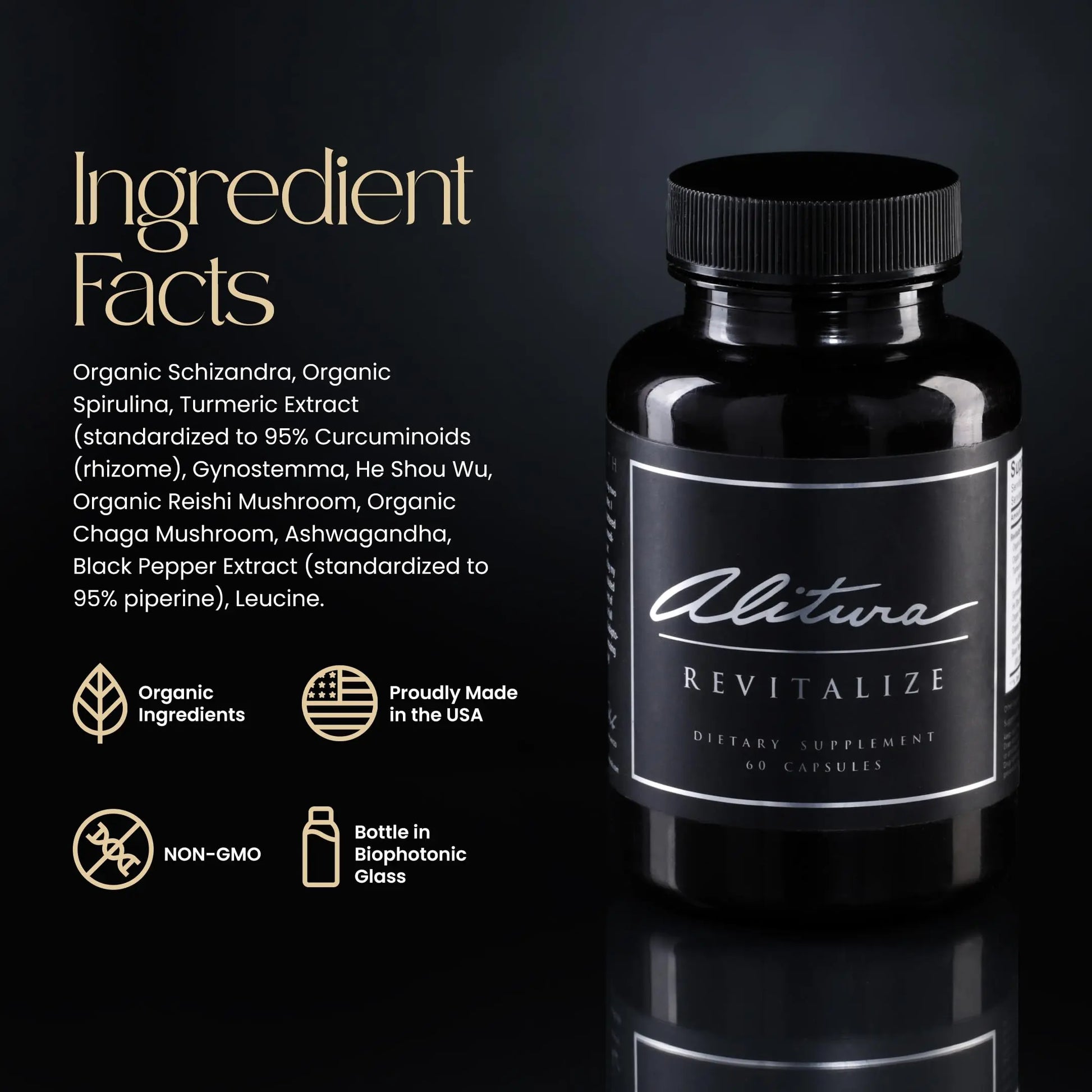 Alitura Revitalize – Organic Ashwagandha & Turmeric Supplement – Natural Energy, Mood & Recovery Support for Men & Women – Adaptogenic Herbs for Daily Wellness – 60 Capsules Alitura Au supplements