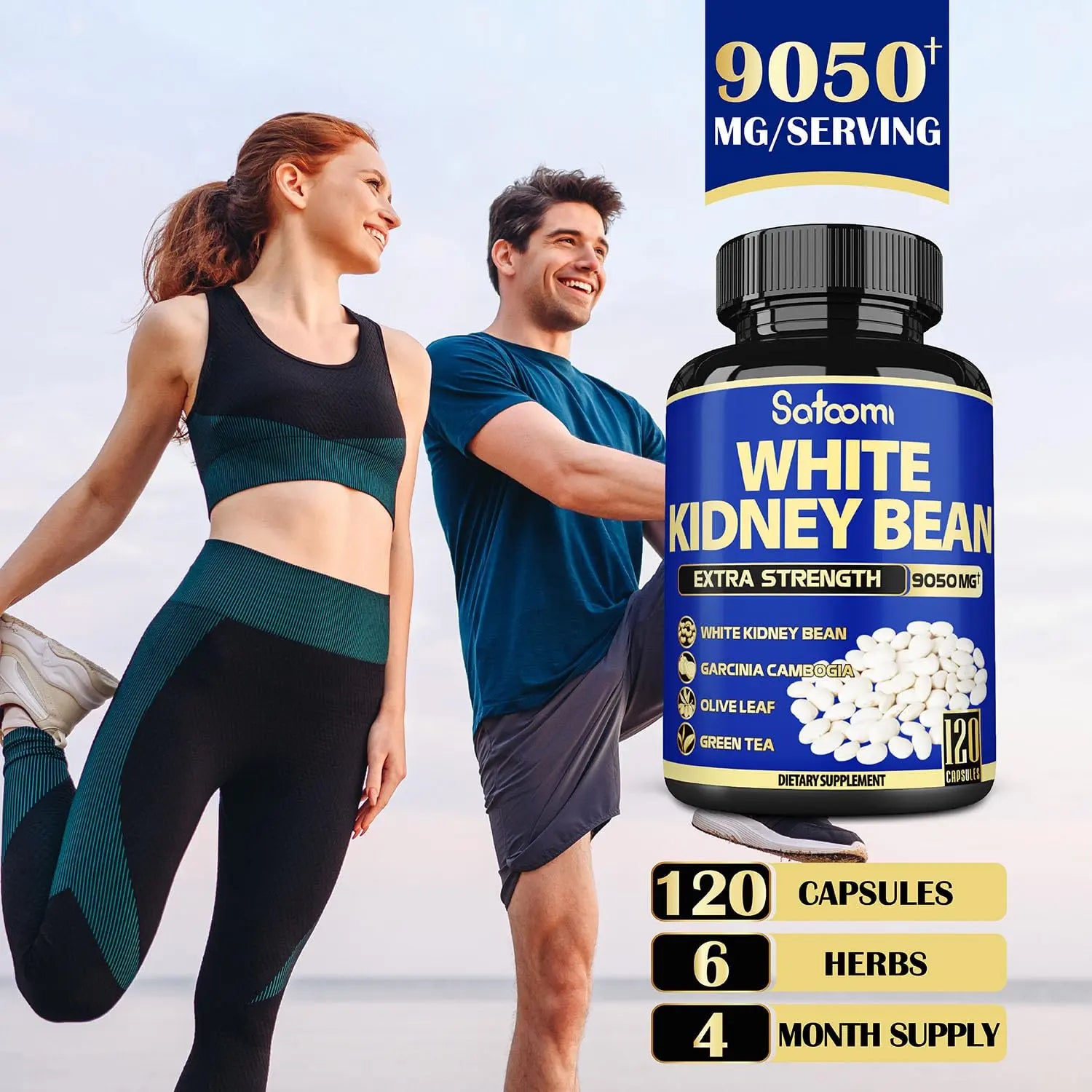 6in1 White Kidney Bean Extract Capsules 9050 Mg - with Garcinia Cambogia, Olive Leaf Satoomi Au supplements