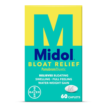 Midol Bloat Relief Caplets with Pamabrom, Relieve Bloating Symptoms Before and During Your Period, Provides Up to 6 Hours of Relief for Women, 60 Count Midol Au supplements
