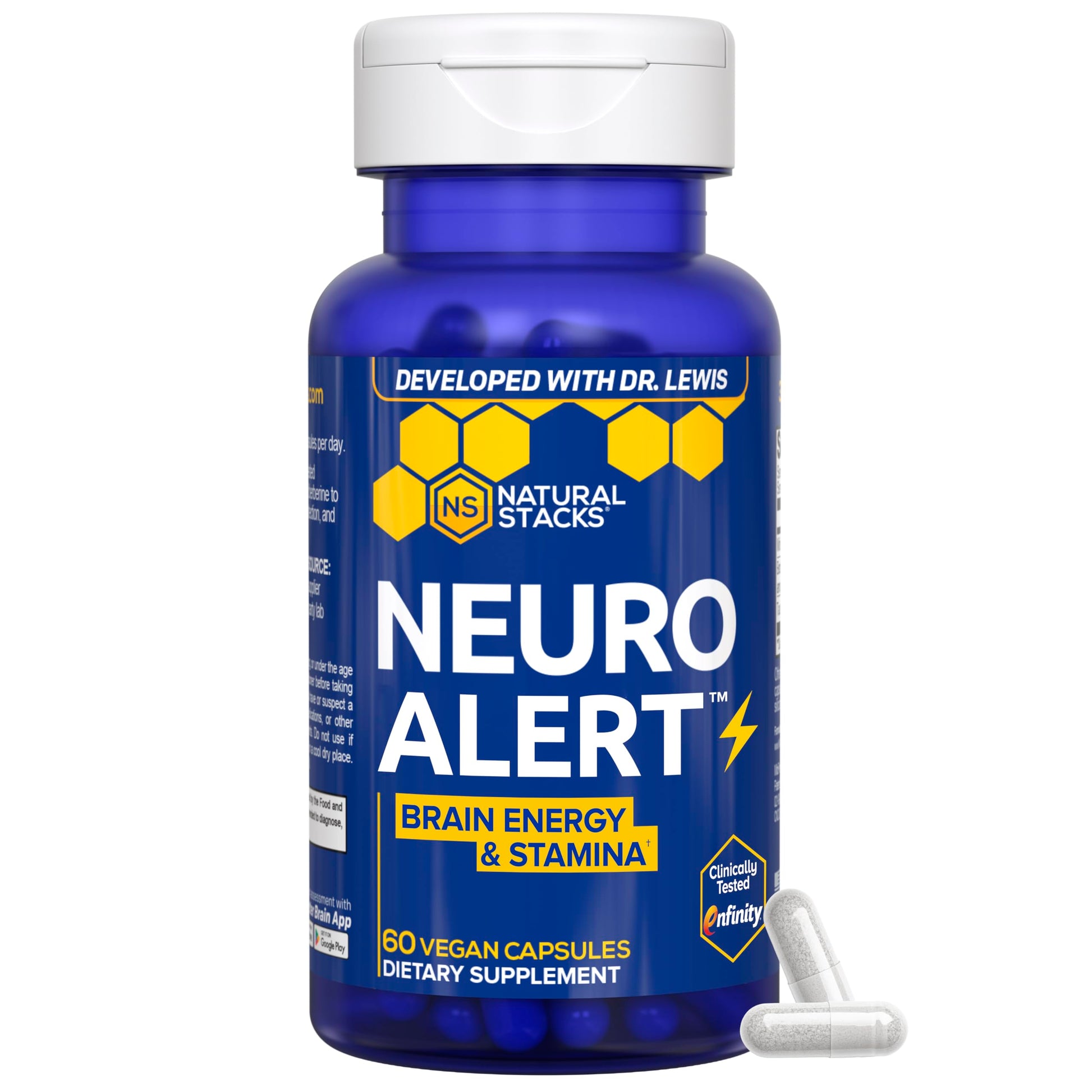 NATURAL STACKS NeuroAlert - 200mg Paraxanthine Energy Supplement - Caffeine Free Focus w/ 500mg L-Tyrosine & 100mg L-Theanine - 10mg NADH for Cellular Energy Support - 60 Paraxanthine Capsules NATURAL STACKS Au supplements
