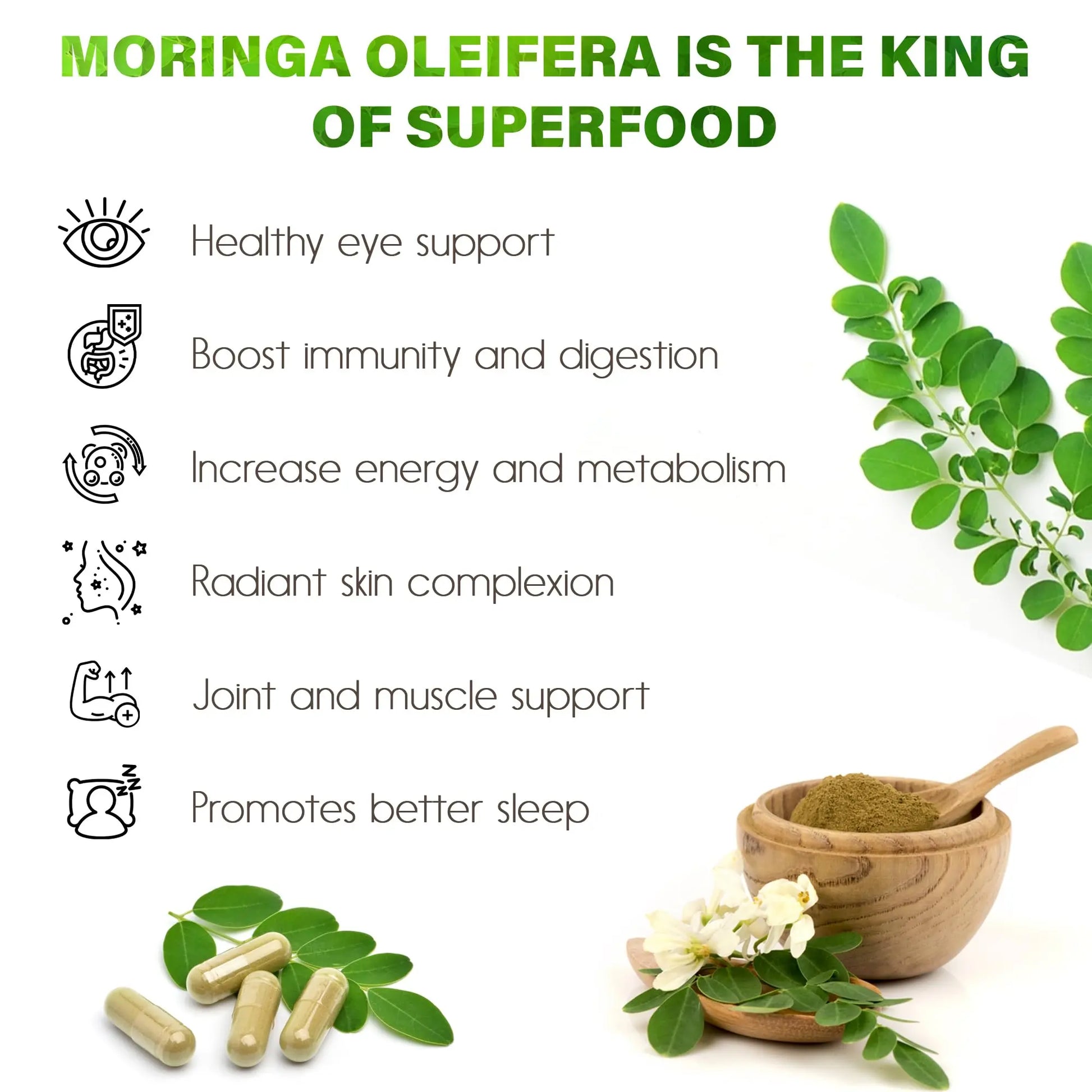 Moringa Capsules| Moringa Oleifera |10,000mg| 300 Capsules| 100% Pure| Non-GMO FitVitality Au supplements