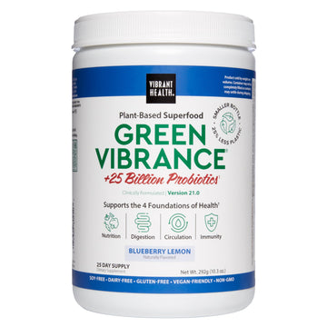 Vibrant Health, Green Vibrance, Superfoods Powder with 70+ Plant-Based Whole Foods & 25 Billion Probiotics Per Serving, Blueberry Lemon, 25 Servings Vibrant Health Au supplements