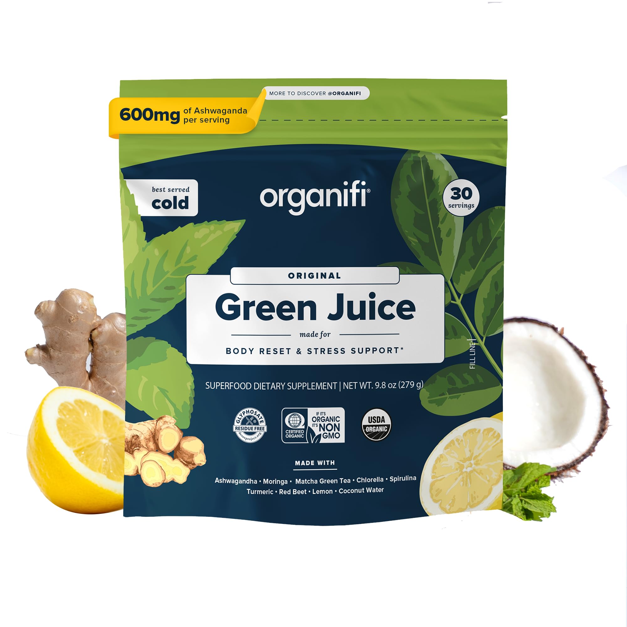 Organifi Green Juice - Powder Supplement with Organic Spirulina, Ashwagandha Organifi Au supplements