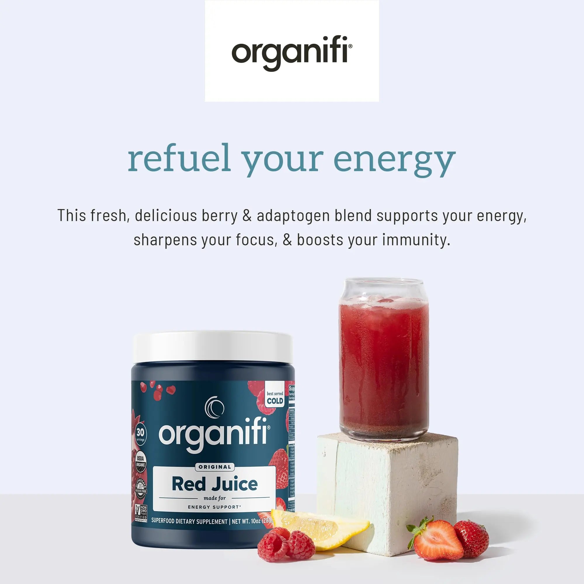 Organifi Red Juice - Vegan Energy Powder - Berry-Flavored Adaptogen Drink Organifi Au supplements