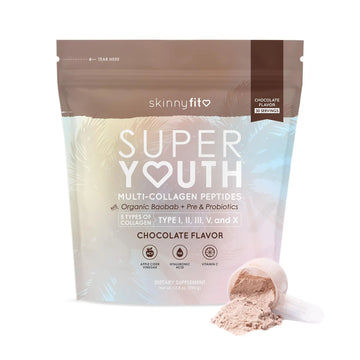 SkinnyFit Super Youth Chocolate Multi-Collagen Peptides + Probiotics, Baobab Fiber SkinnyFit Au supplements