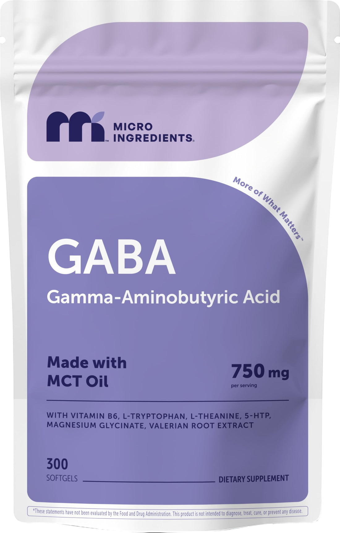 Micro Ingredients GABA 750 mg with MCT Oil, 300 Softgels | Gamma Aminobutyric Acid with Vitamin B6, 5-HTP, L-Theanine, L-Tryptophan & Magnesium Glycinate | Non-GMO, cGMP Manufactured Micro Ingredients Au supplements