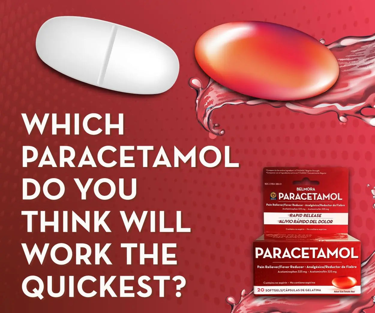 Belmora Paracetamol Acetaminophen 325mg 20 Softgels for Pain Relief, Liquid Filled Capsules for Rapid Release, Fever Reducer for Adults Extra Strength Belmora paracetamol Au supplements