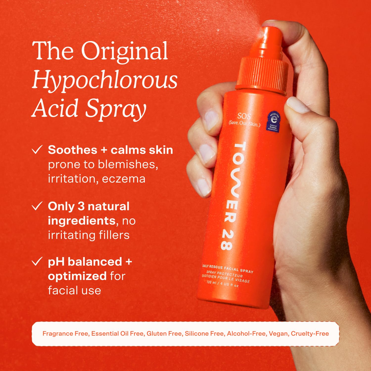 Tower 28 SOS Daily Rescue Facial Spray - Hypochlorous Acid Spray to Help Reduce Redness, Calm Irritation + Alleviate Flare-Ups - Purifying Travel Size Face Toner - Everyday Skin Care Essential (1 oz) Tower 28 Au supplements