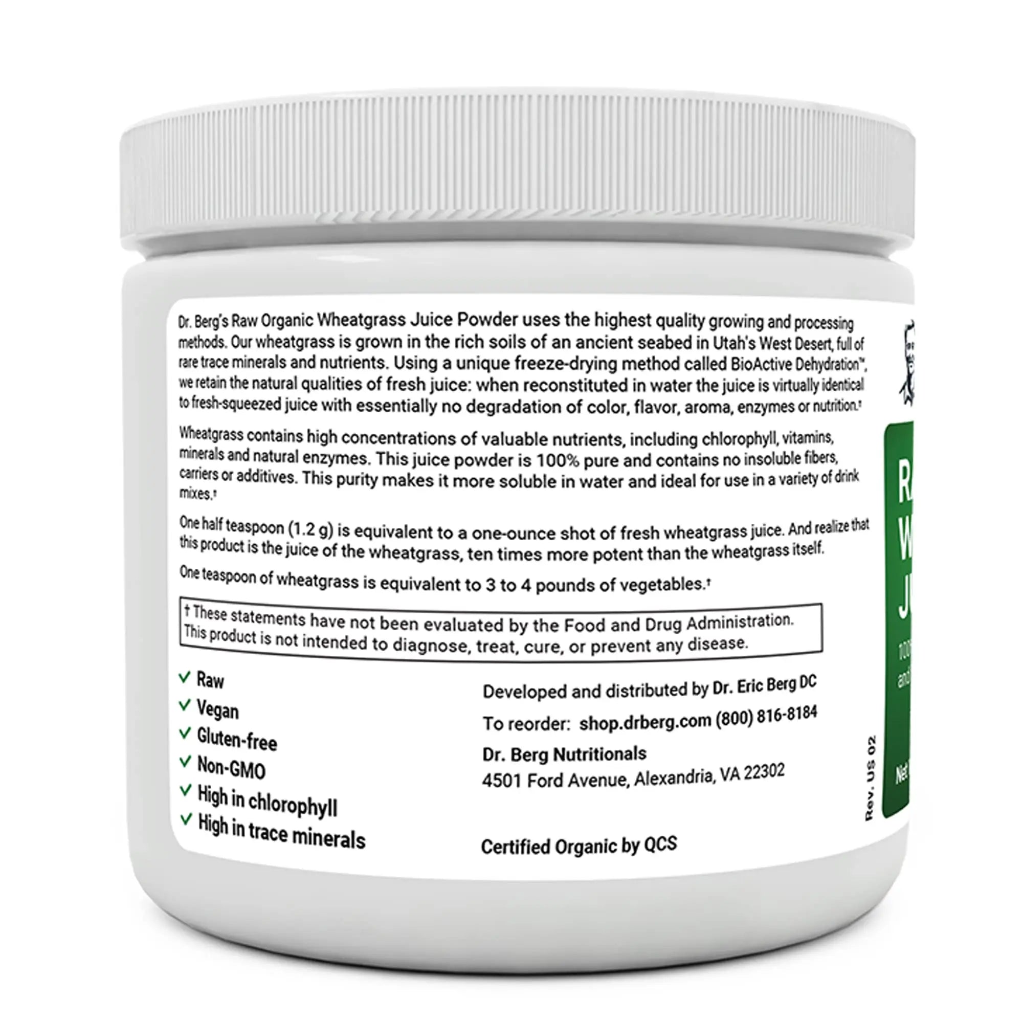 Dr. Berg's Wheatgrass Superfood Powder - Raw Juice Organic Ultra-Concentrated Rich Dr. Berg Nutritionals Au supplements
