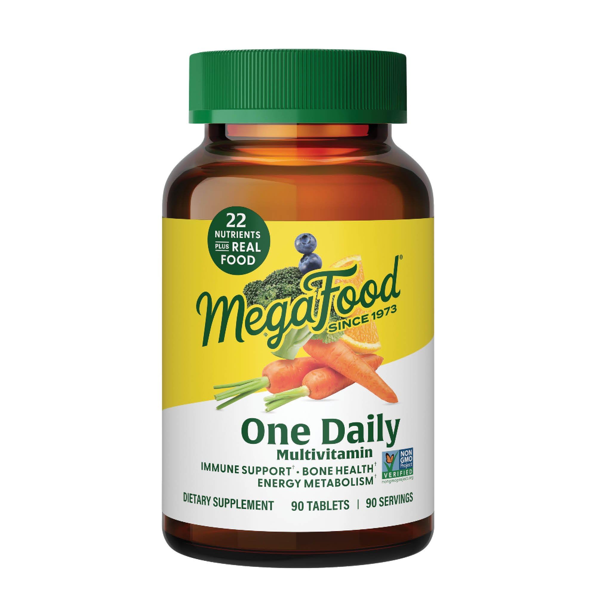 MegaFood One Daily Multivitamin for Women and Men, Immune Support Supplement with Real Food, Vitamin C & Vitamin B, Bone Health, Cellular Energy Metabolism, Vegetarian, Non-GMO, 90 Tablets MegaFood Au supplements