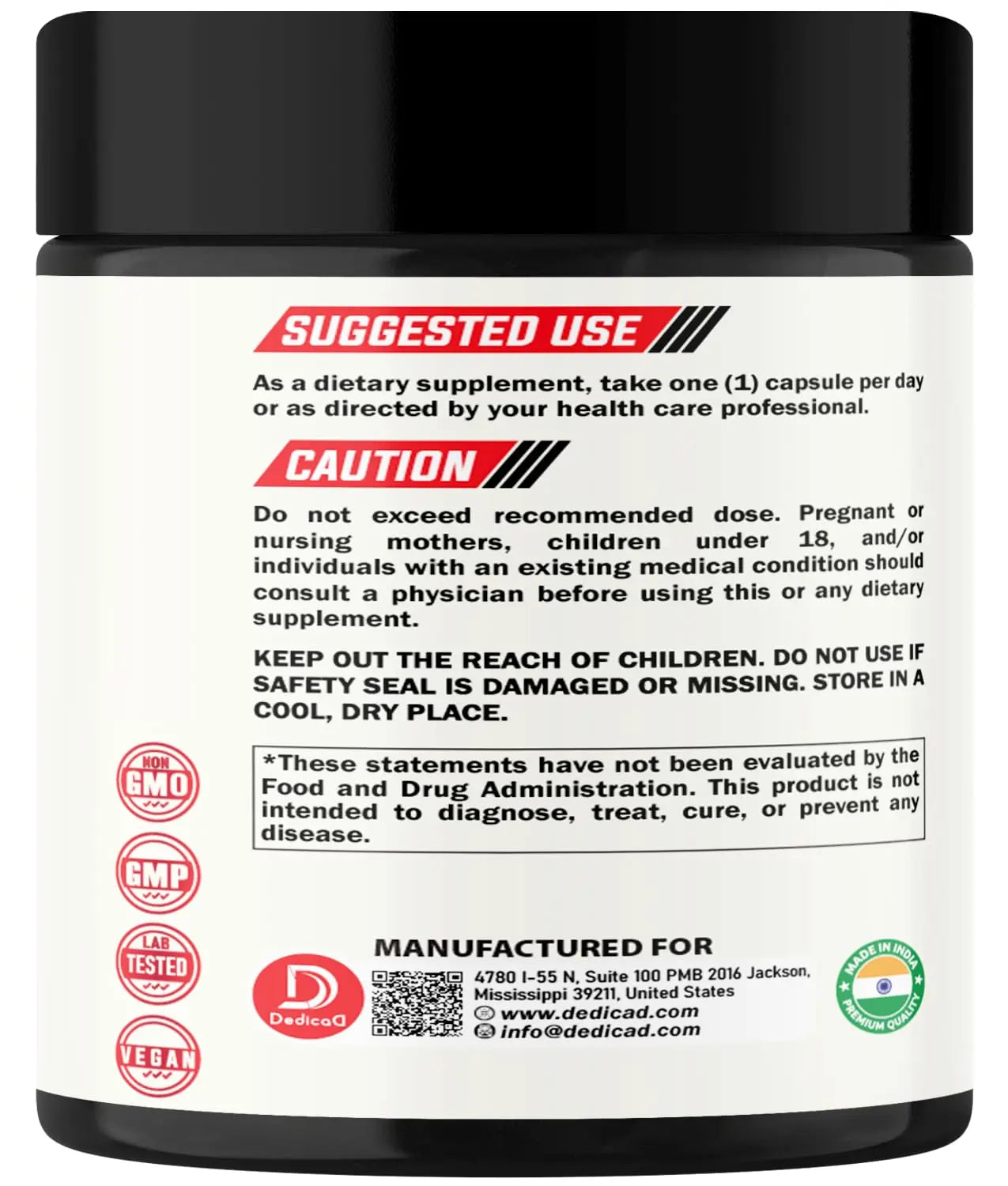 DEDICAD 12in1 Wormwood Capsules Black Walnut Cloves, Ginger, Turmeric Curcumin & Black Pepper - Immune System - 60 Capsules DEDICAD Au supplements
