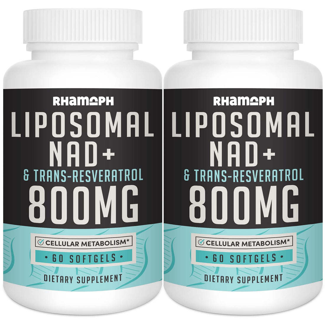 Rhamoph Liposomal NAD+ 800 mg with Trans-Resveratrol 300 mg, Max Absorption, Actual NAD+ Boosting Supplement for Healthy Aging, Cellular Energy, DNA Repair, Longevity - 120 Softgels Rhamoph Au supplements